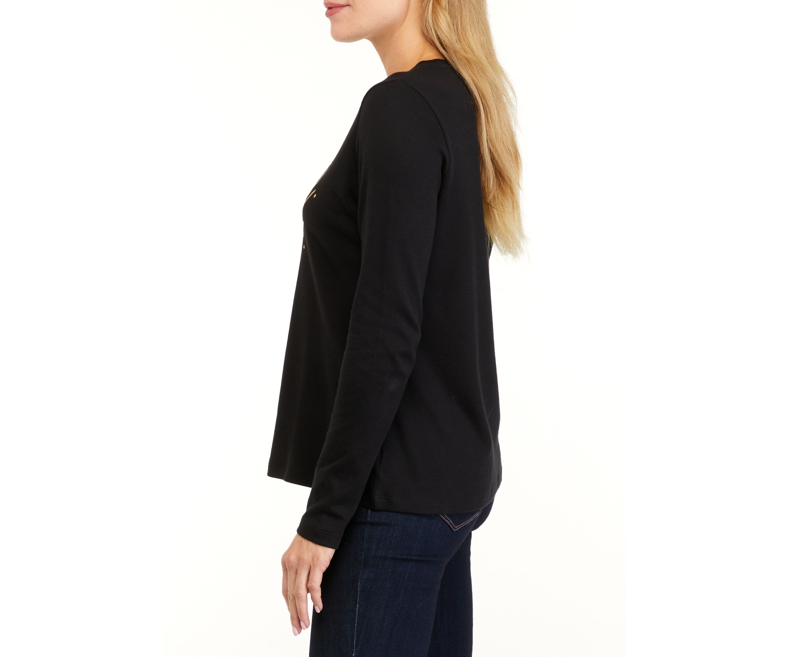 Womens Long Sleeve Round Neck Graphic T-Shirt