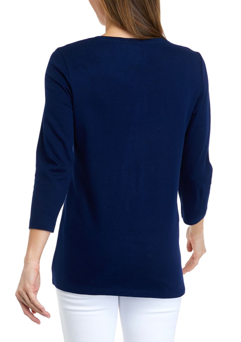 Womens 3/4 Sleeve Crew Neck T-Shirt