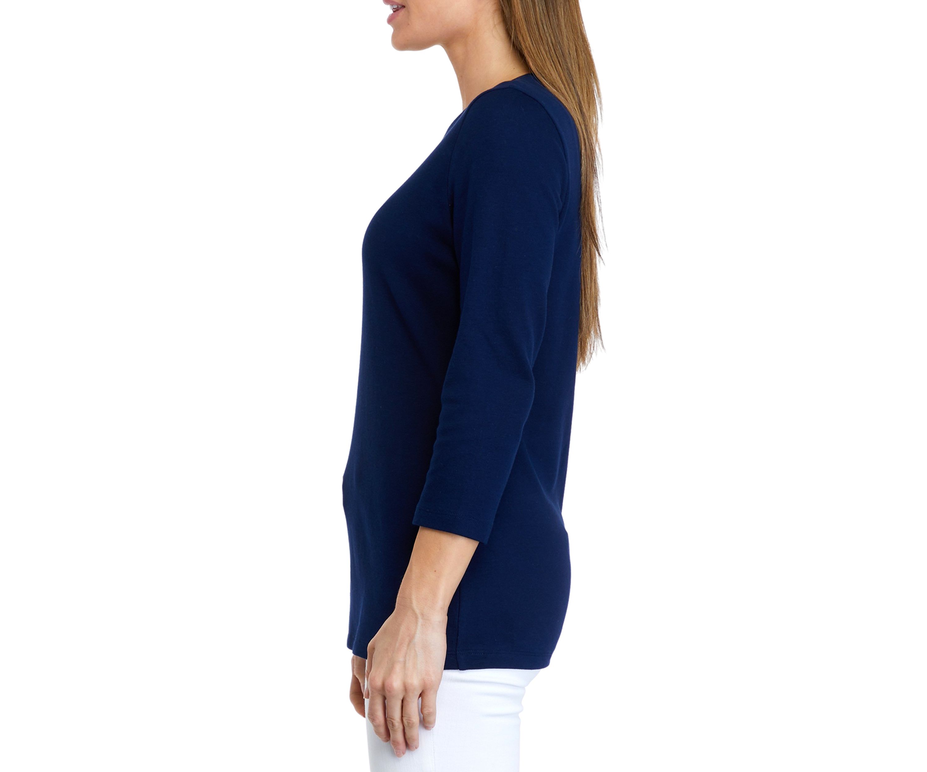 Womens 3/4 Sleeve Crew Neck T-Shirt