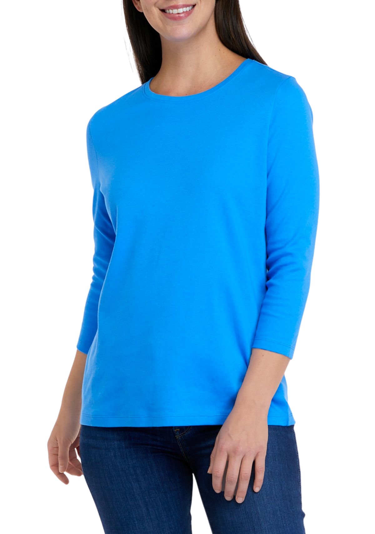 Womens 3/4 Sleeve Crew Neck Fashion T-Shirt