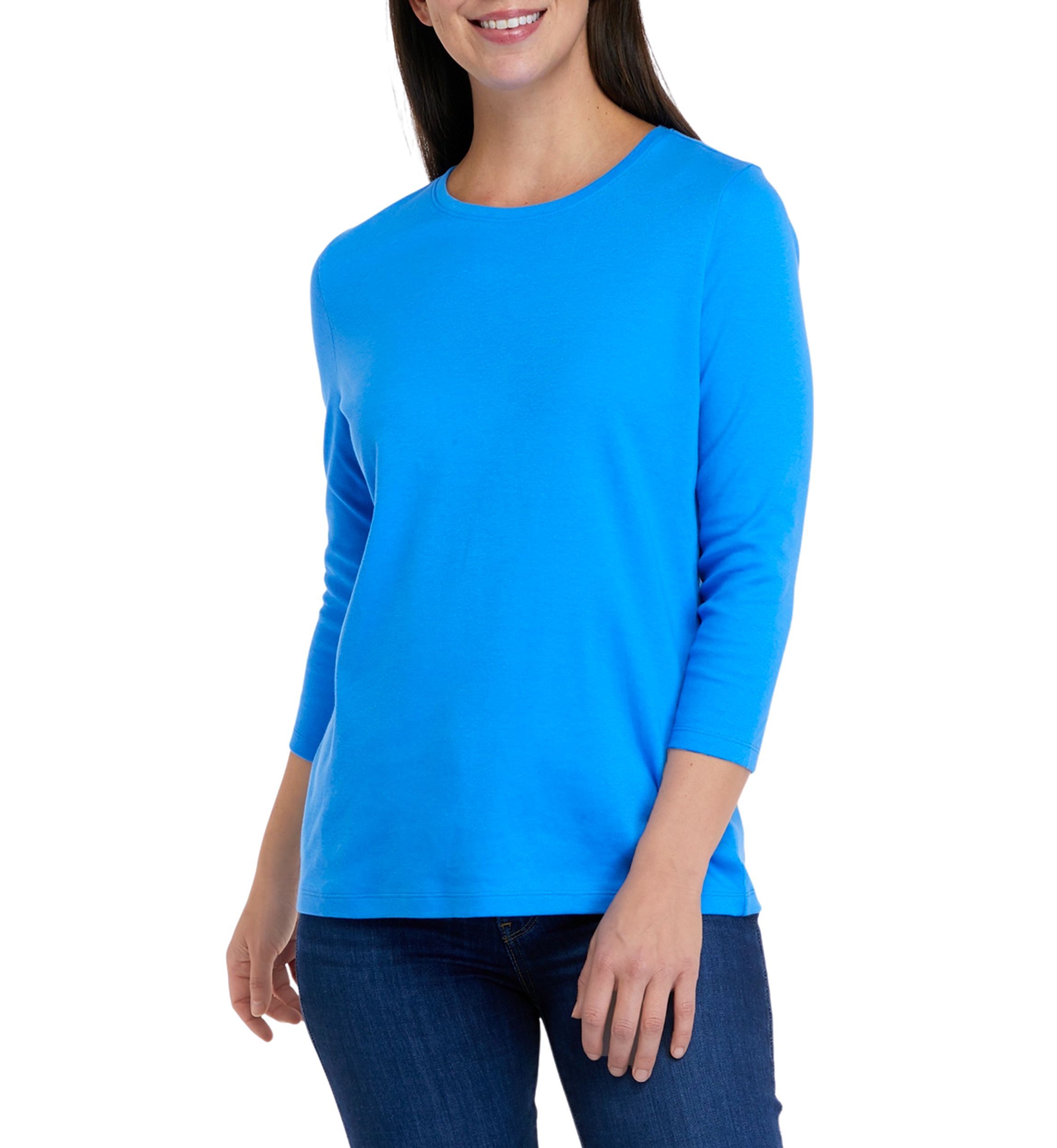 Womens 3/4 Sleeve Crew Neck Fashion T-Shirt