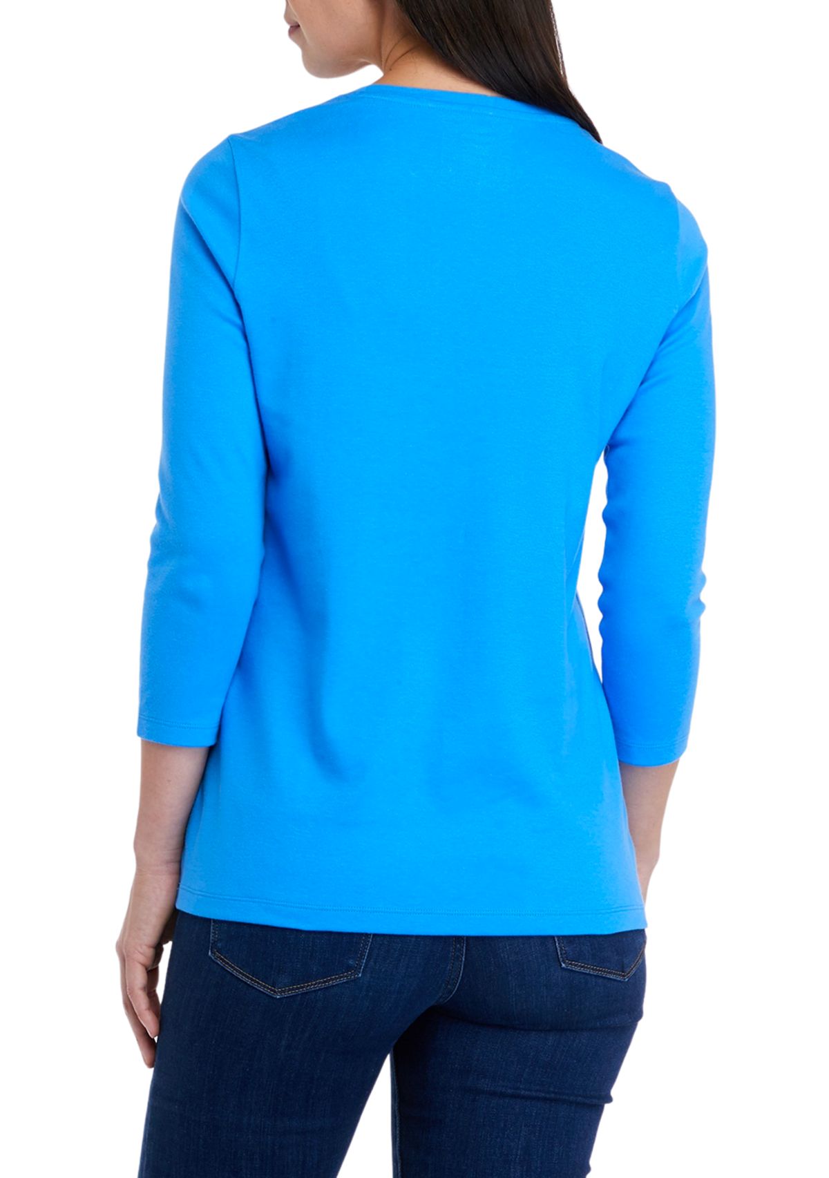 Womens 3/4 Sleeve Crew Neck Fashion T-Shirt