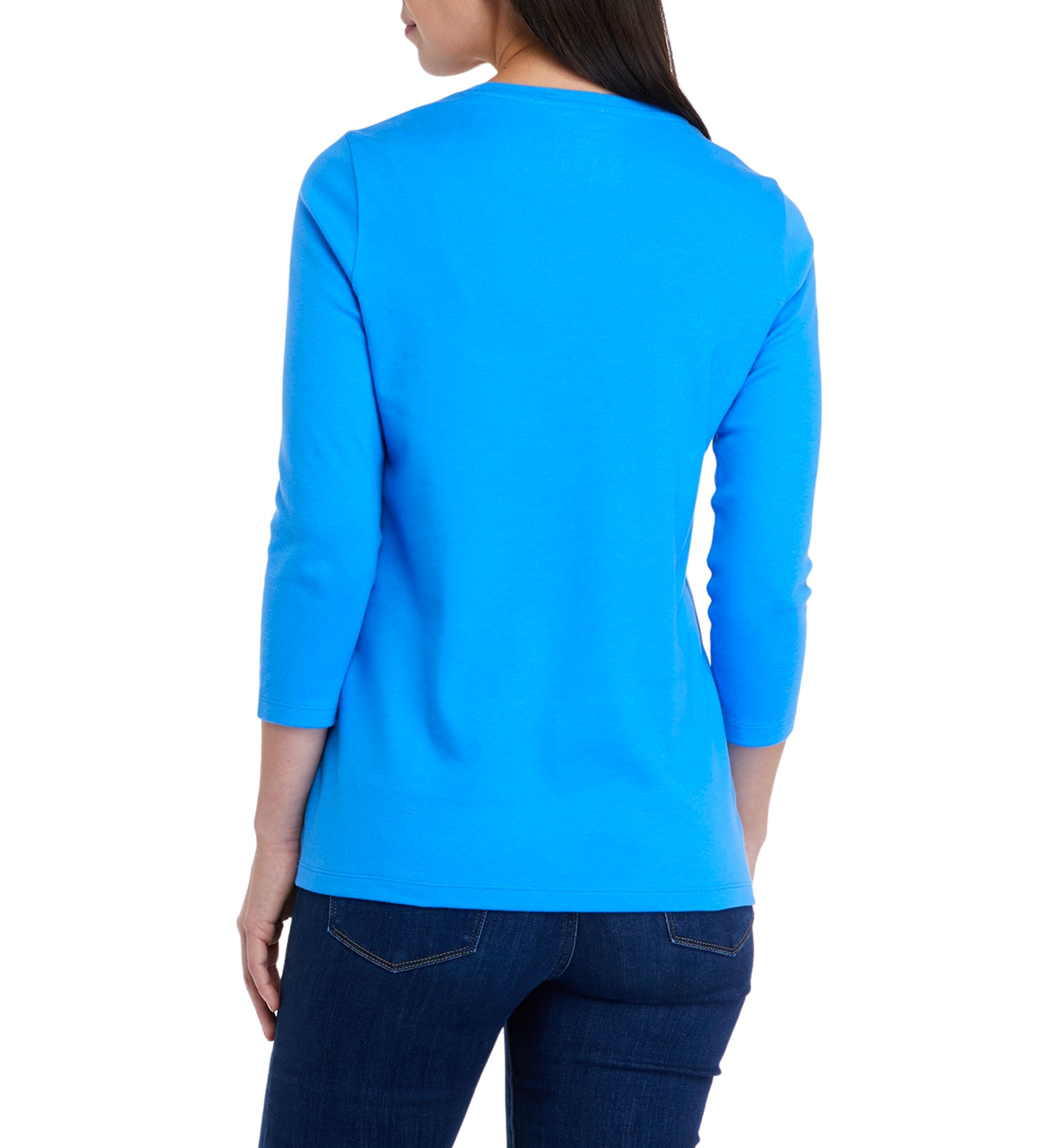 Womens 3/4 Sleeve Crew Neck Fashion T-Shirt