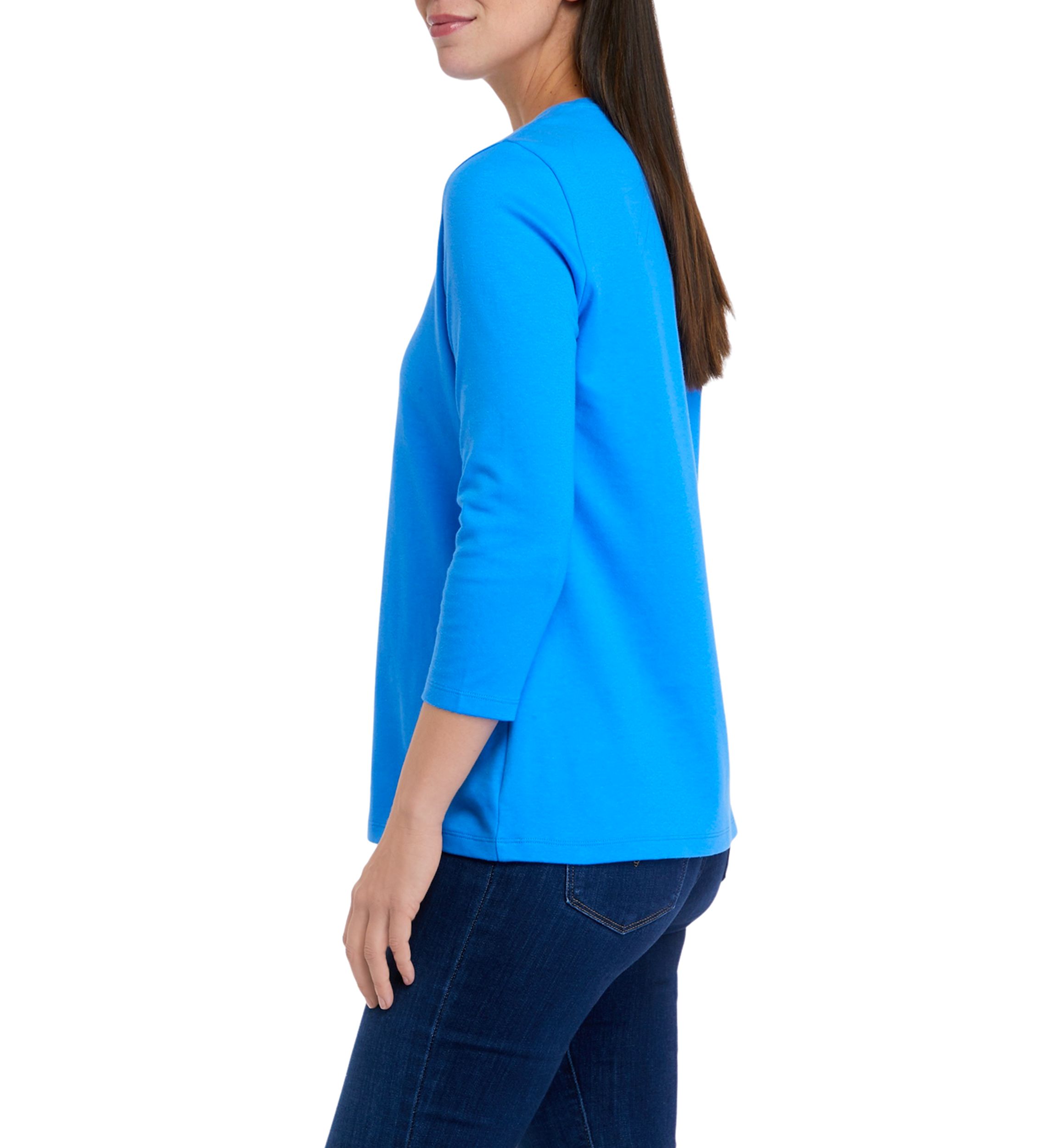 Womens 3/4 Sleeve Crew Neck Fashion T-Shirt