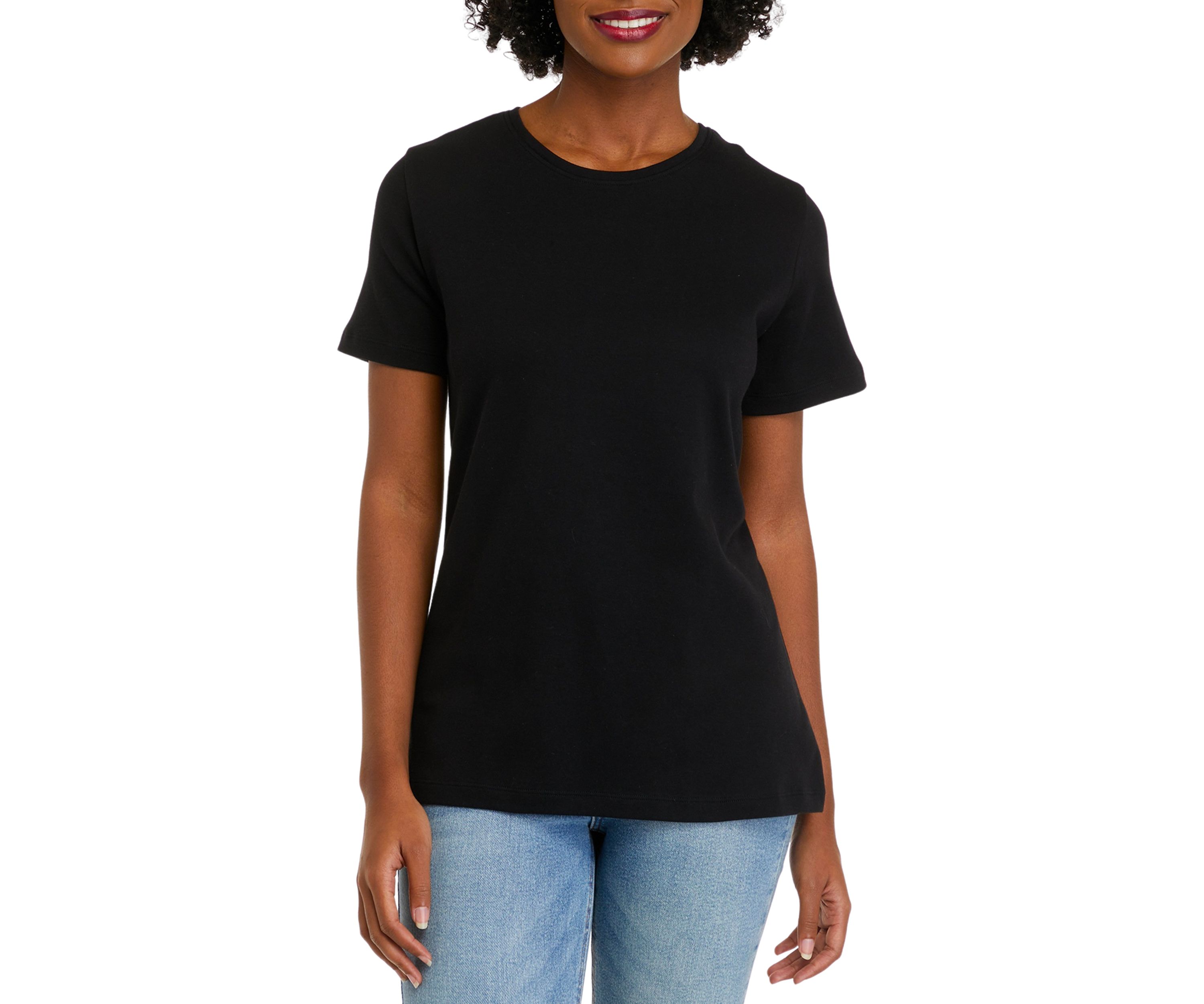 Womens Short Sleeve Crew Neck Solid T-Shirt