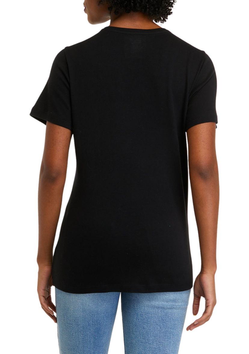 Womens Short Sleeve Crew Neck Solid T-Shirt