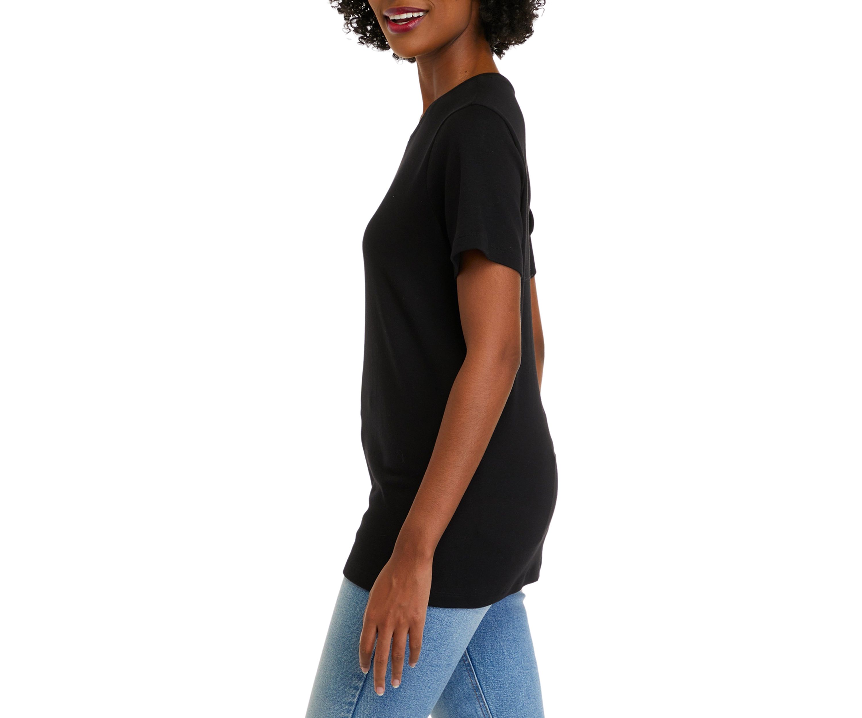 Womens Short Sleeve Crew Neck Solid T-Shirt