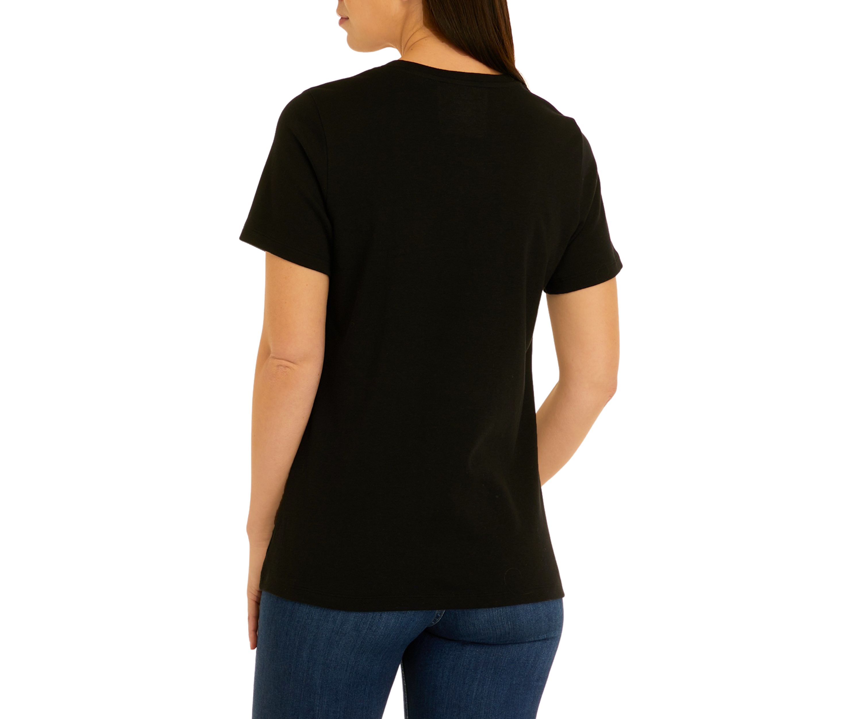 Womens Short Sleeve V-Neck Solid T-Shirt
