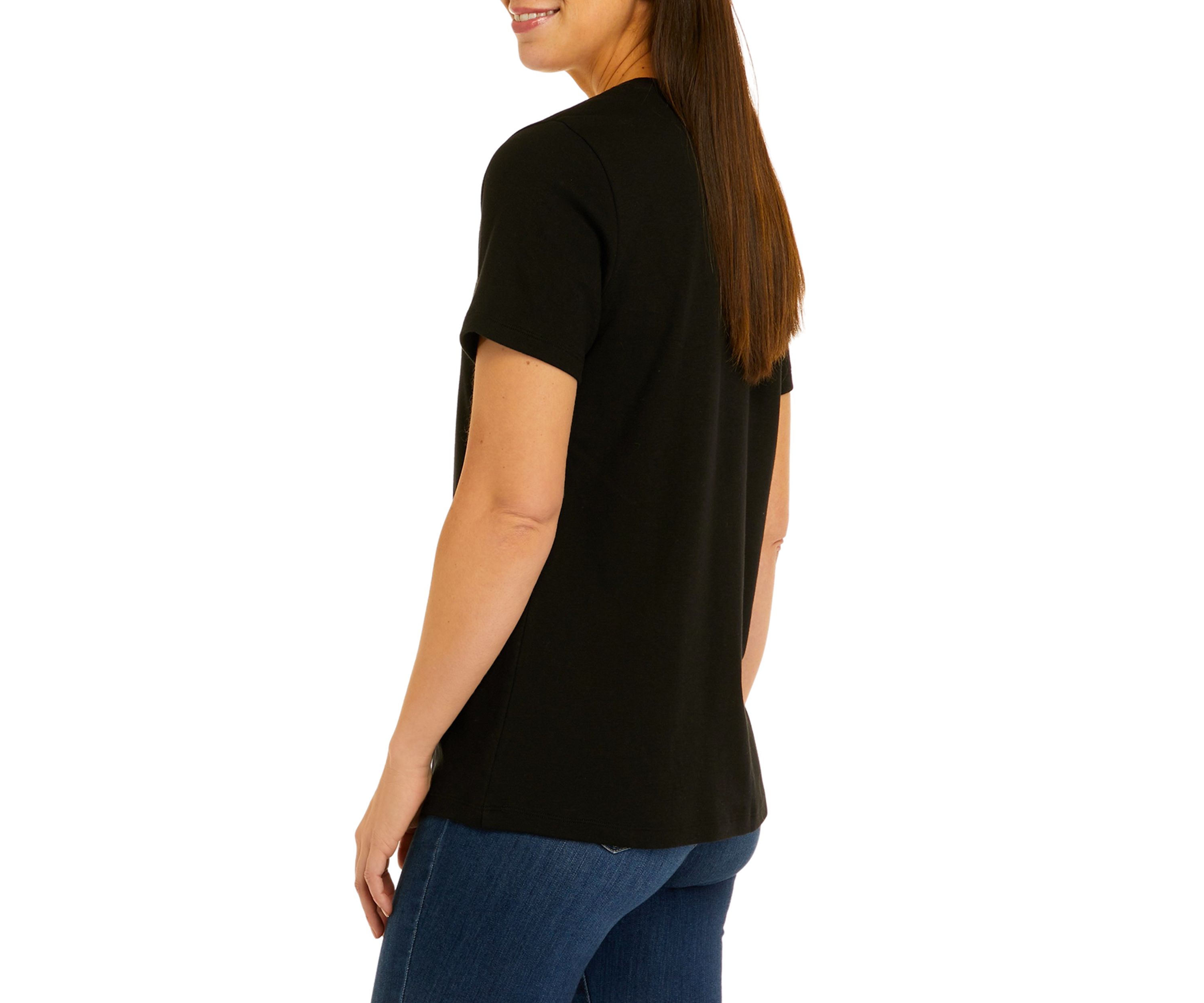 Womens Short Sleeve V-Neck Solid T-Shirt