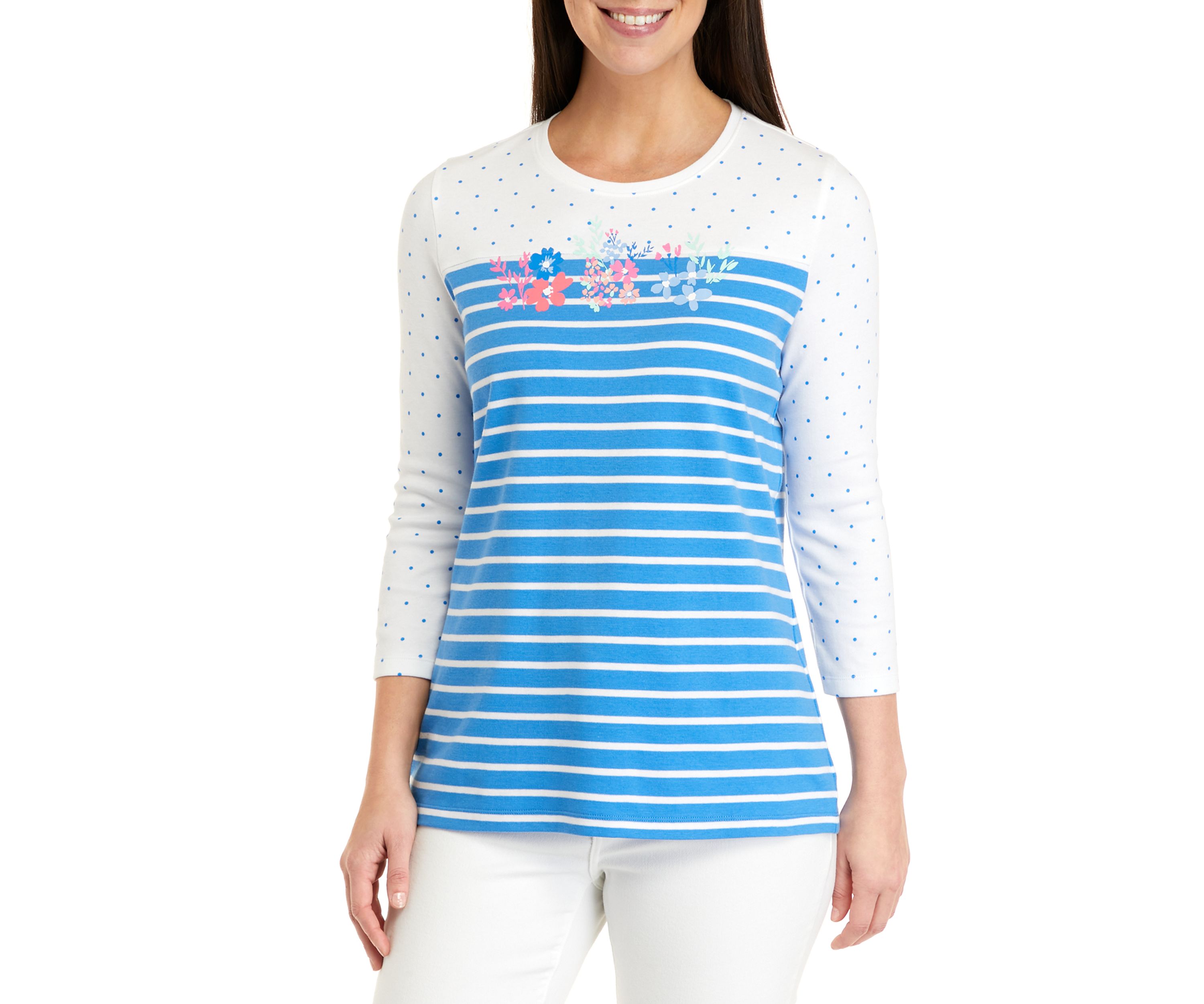 Womens 3/4 Sleeve Crew Neck Graphic T-Shirt