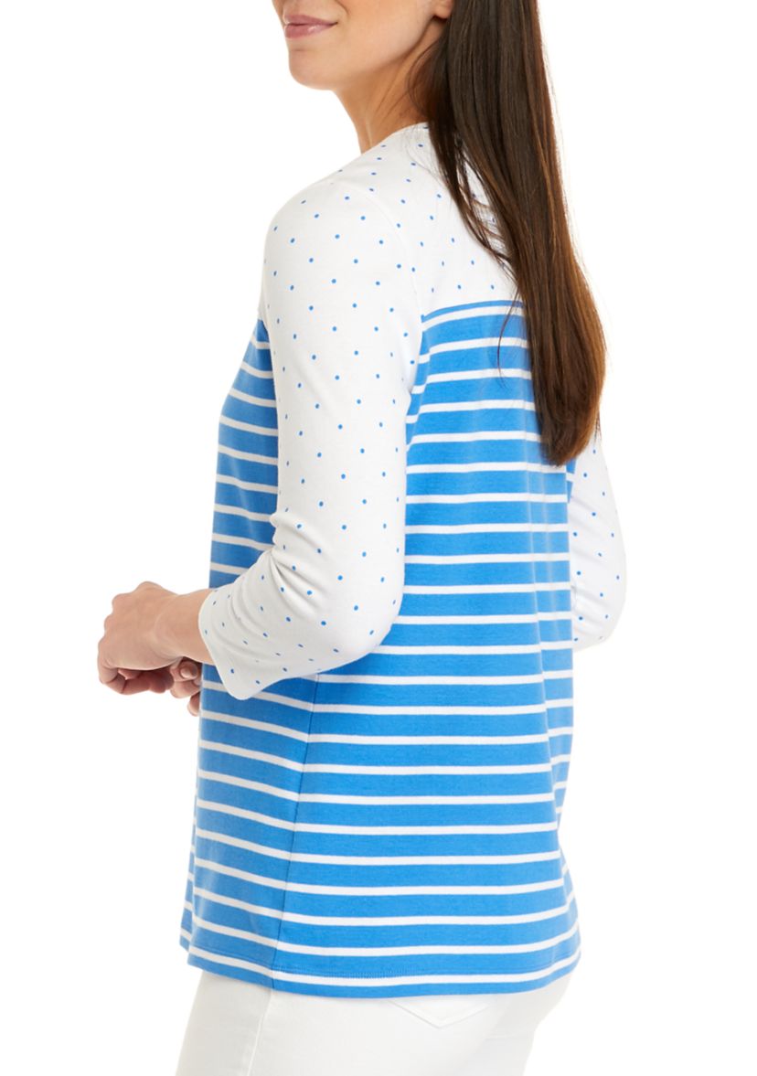 Womens 3/4 Sleeve Crew Neck Graphic T-Shirt