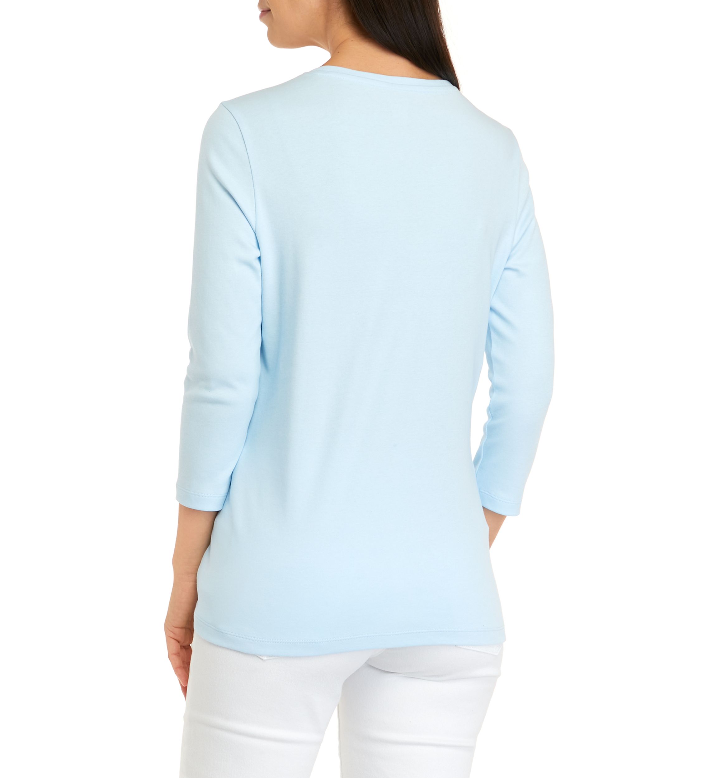 Womens 3/4 Sleeve Crew Neck Graphic T-Shirt