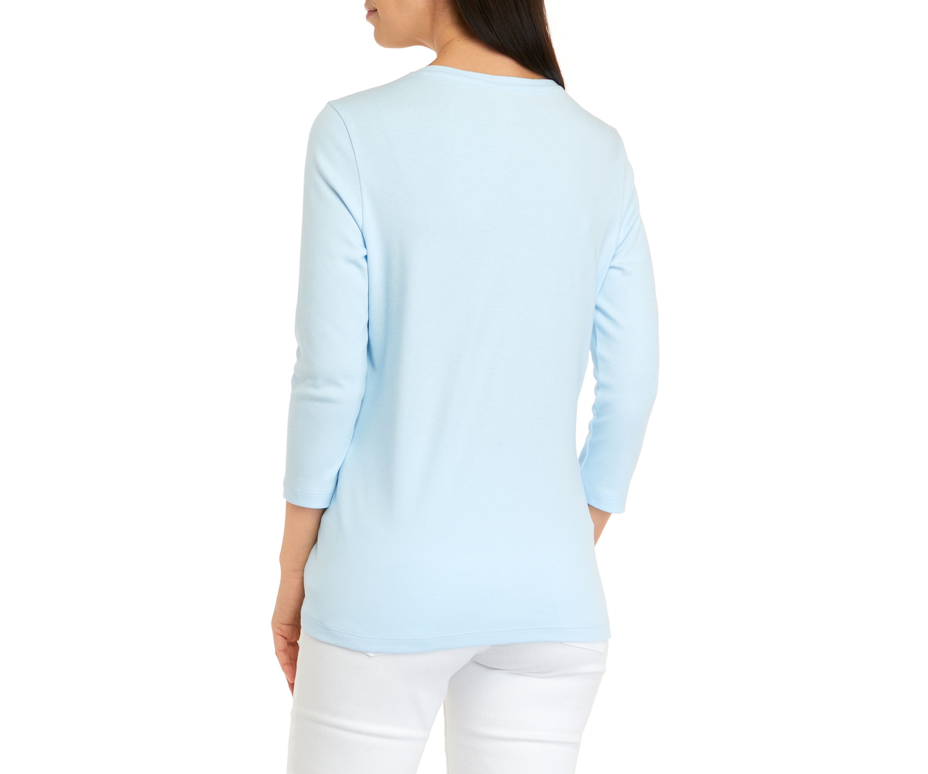 Womens 3/4 Sleeve Crew Neck Graphic T-Shirt
