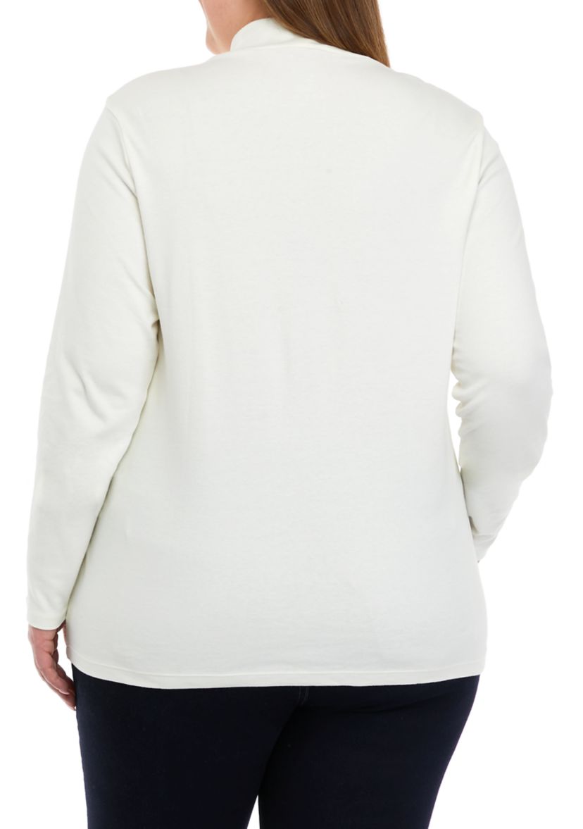 Plus Size Long Sleeve Mock Neck Solid Top