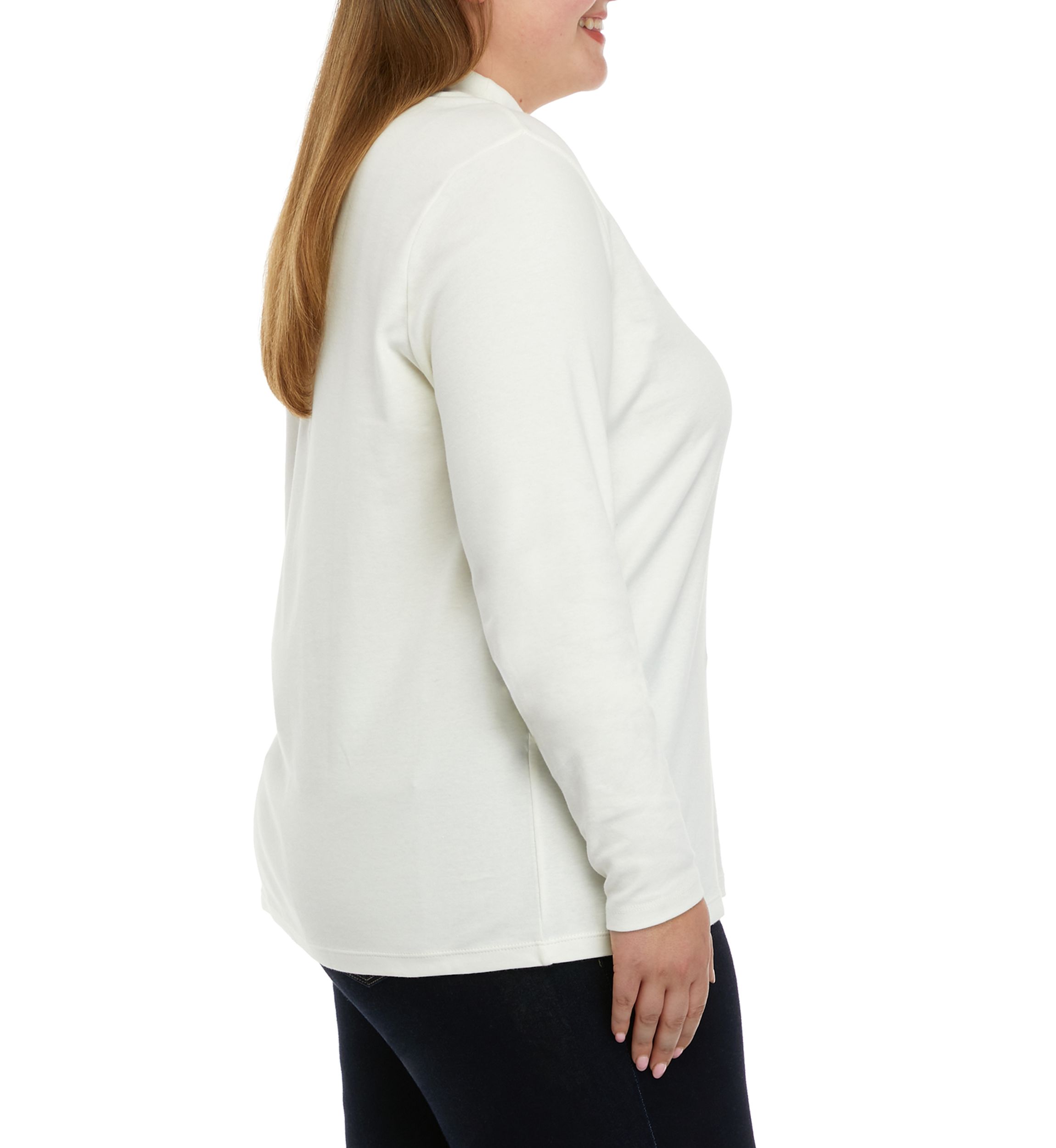Plus Size Long Sleeve Mock Neck Solid Top