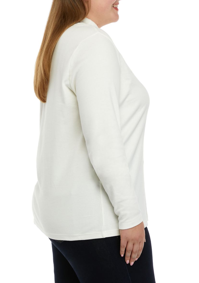 Plus Size Long Sleeve Mock Neck Solid Top