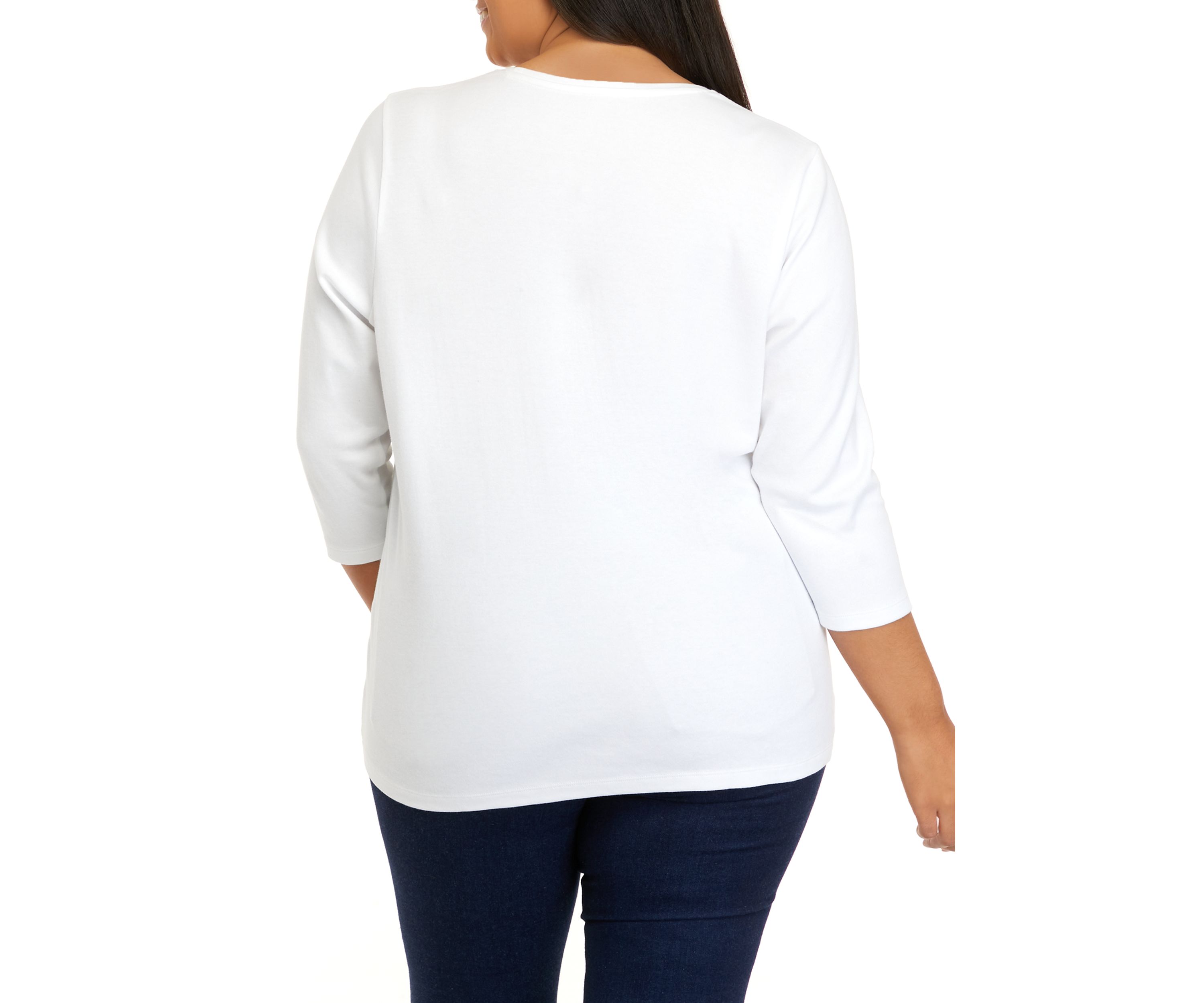 Plus Size 3/4 Sleeve Crew Neck Graphic T-Shirt