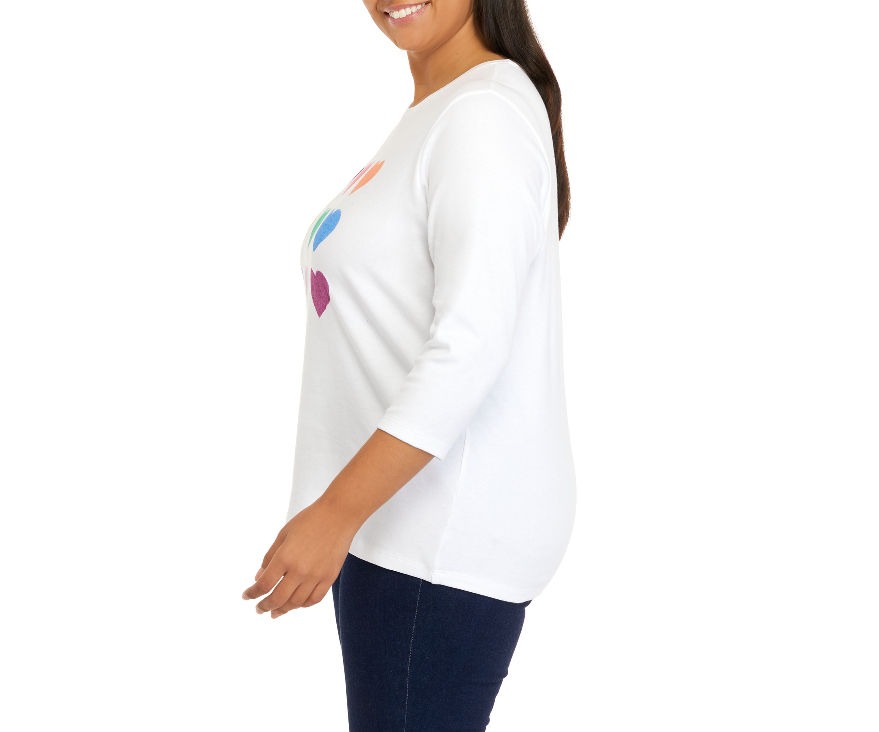 Plus Size 3/4 Sleeve Crew Neck Graphic T-Shirt