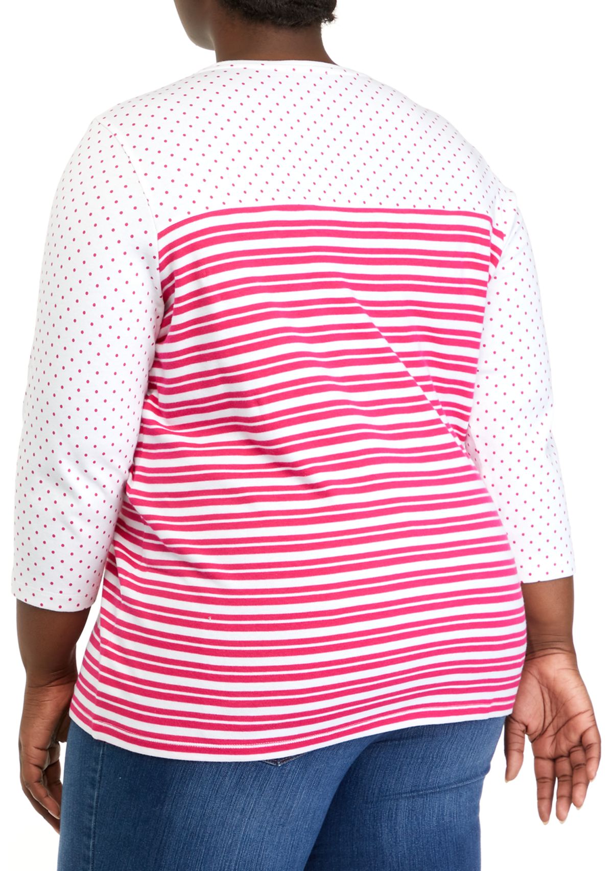 Plus Size 3/4 Sleeve Round Neck Graphic Top