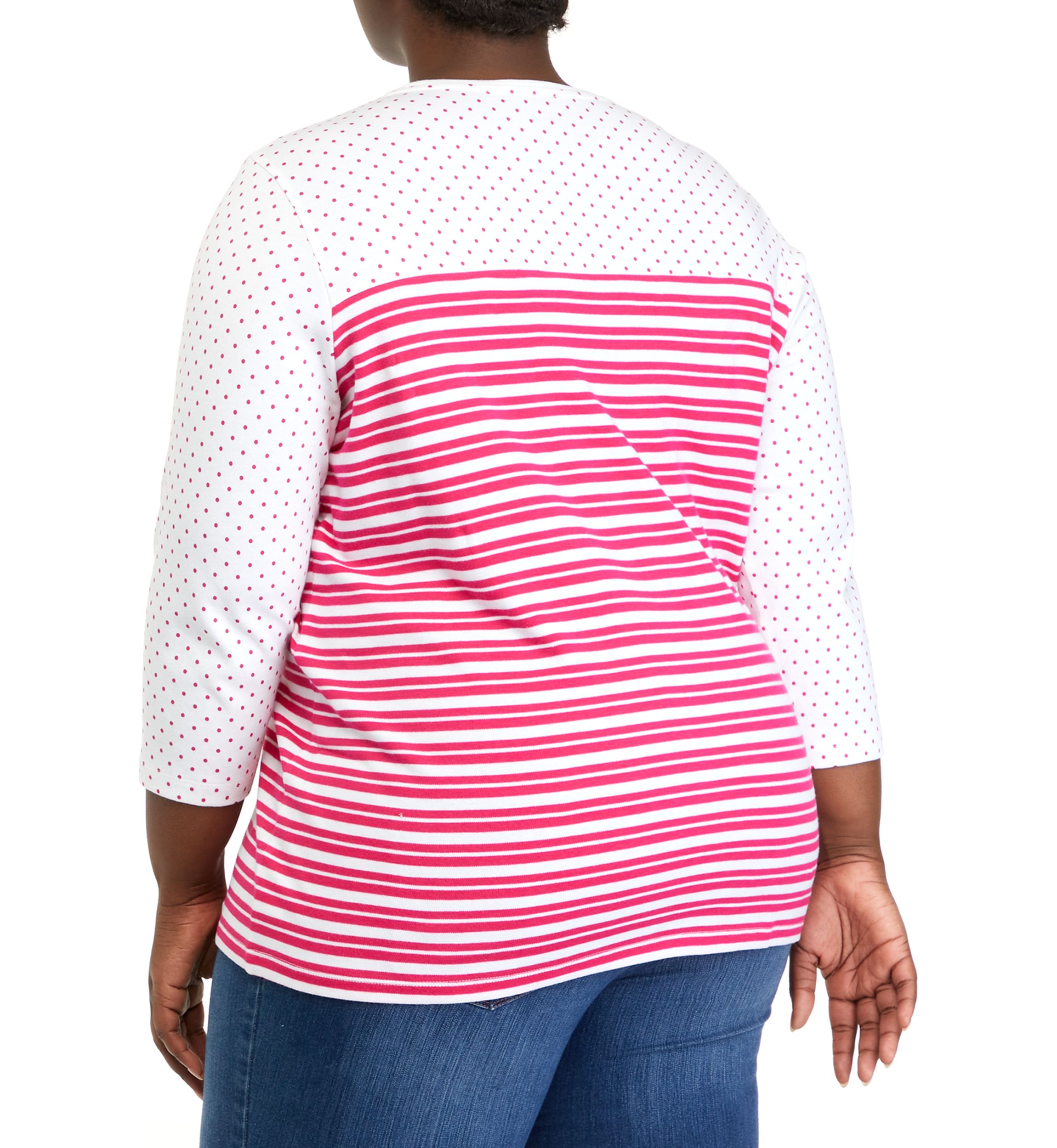 Plus Size 3/4 Sleeve Round Neck Graphic Top
