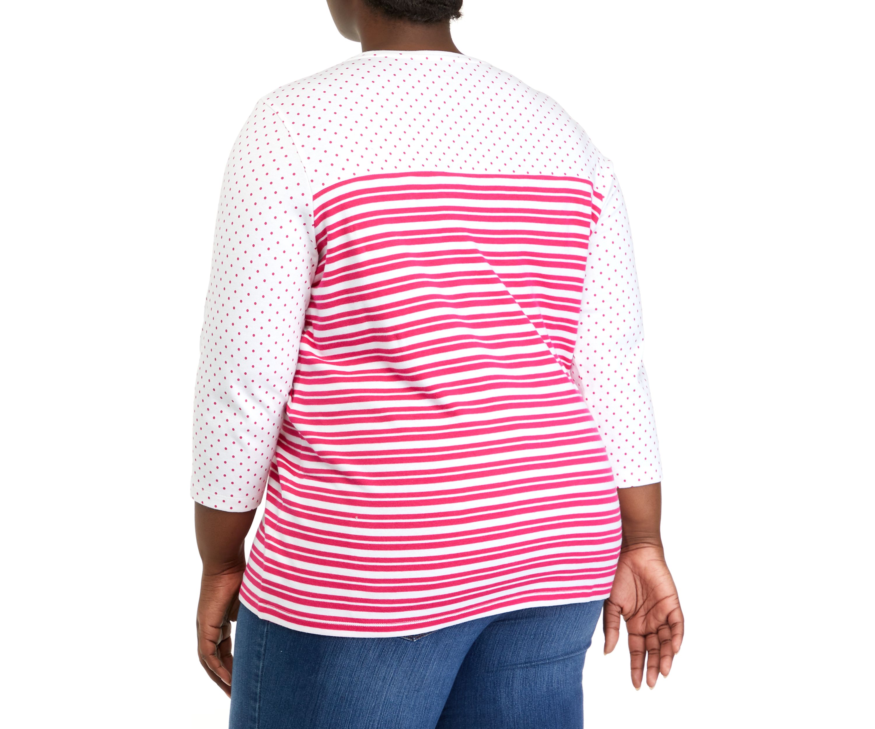Plus Size 3/4 Sleeve Round Neck Graphic Top