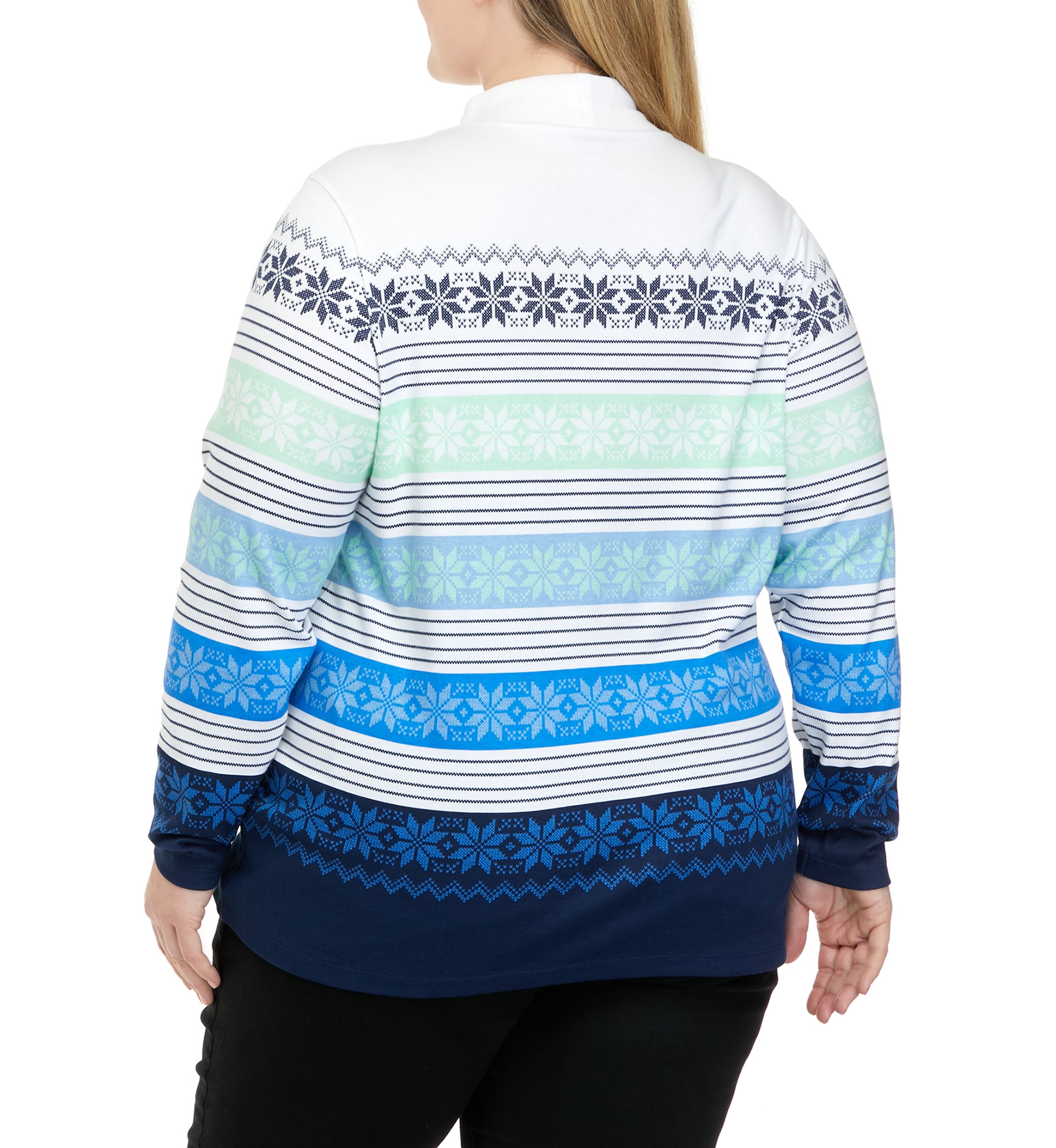 Plus Size Long Sleeve Mock Neck Placement Top