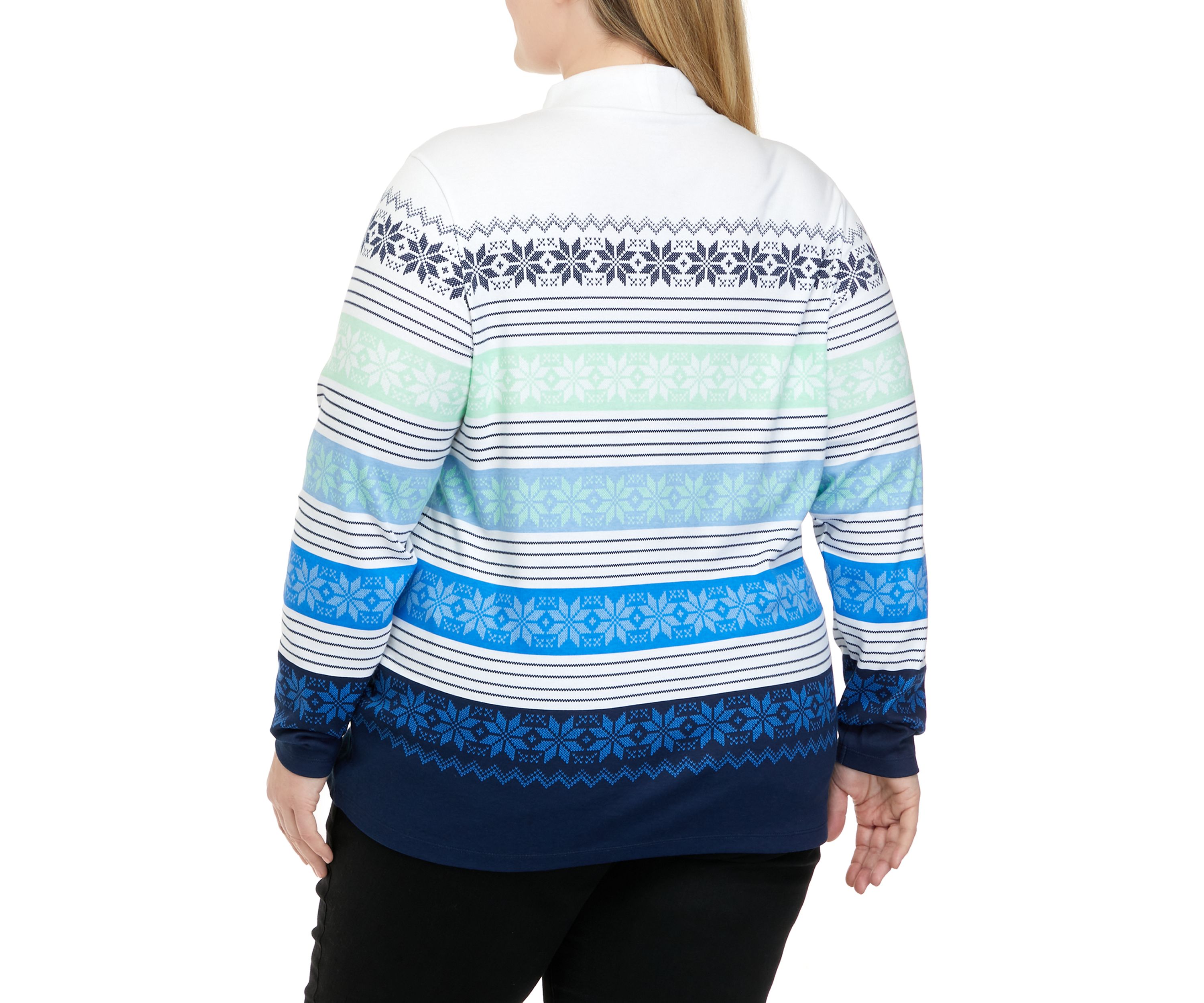 Plus Size Long Sleeve Mock Neck Placement Top