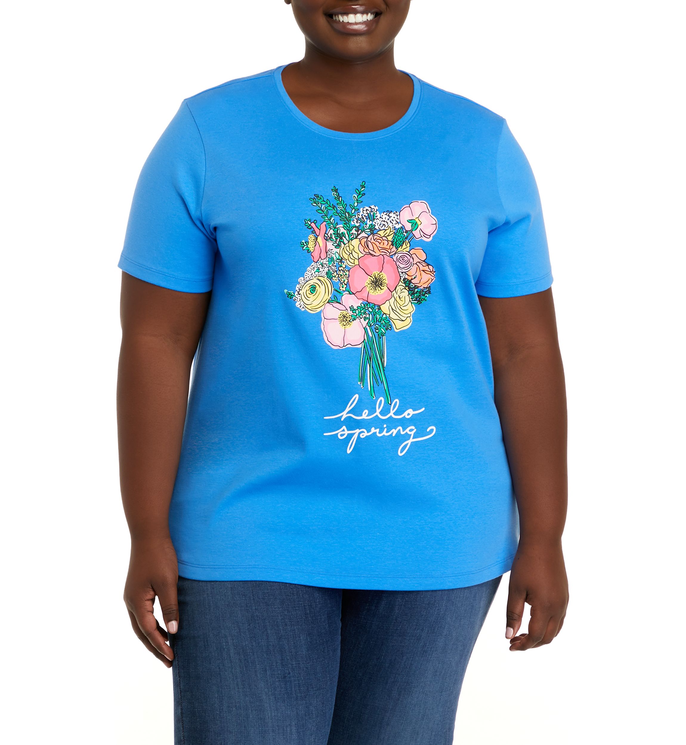 Plus Size Short Sleeve Crew Neck Graphic T-Shirt