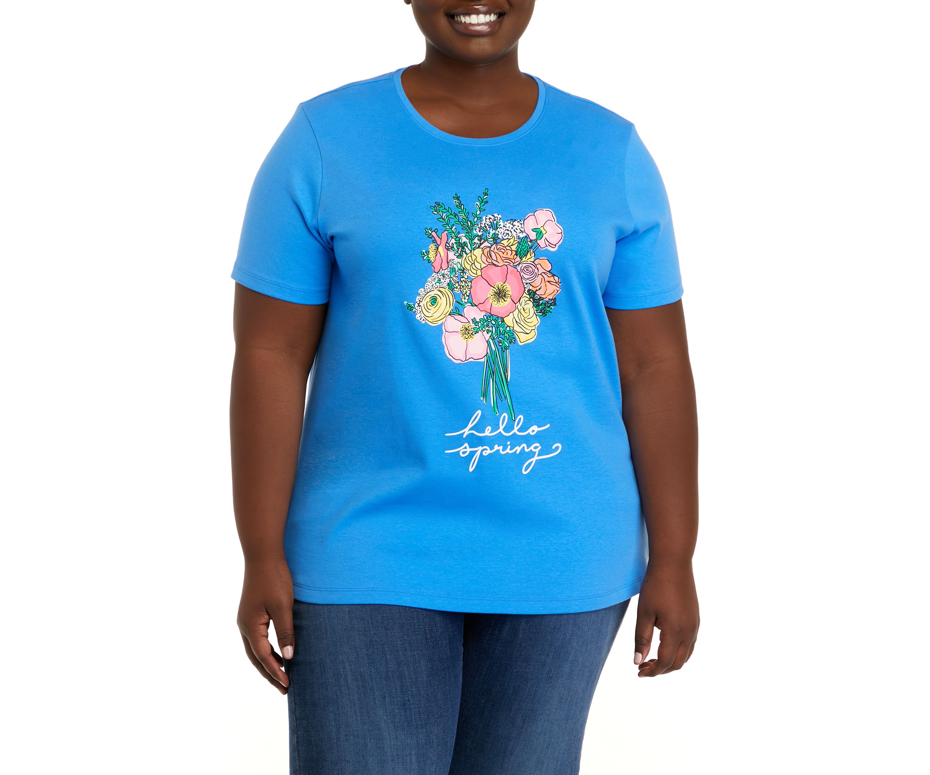 Plus Size Short Sleeve Crew Neck Graphic T-Shirt