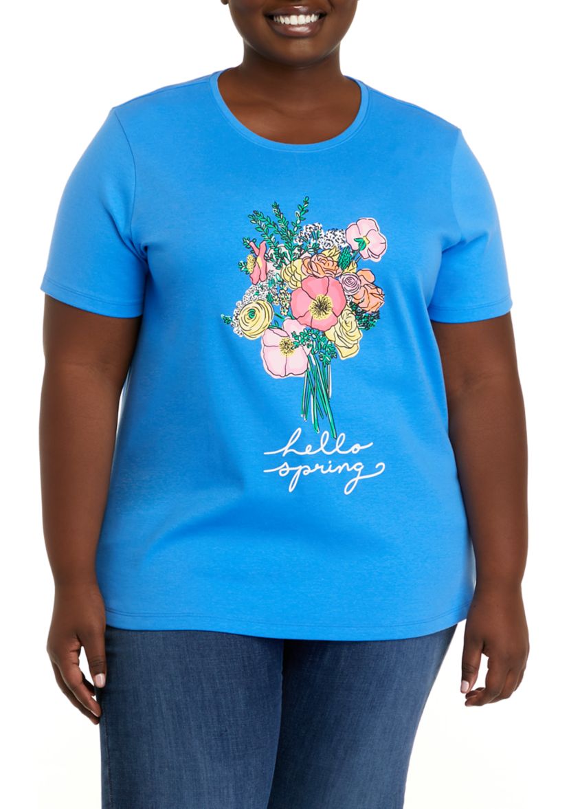 Plus Size Short Sleeve Crew Neck Graphic T-Shirt