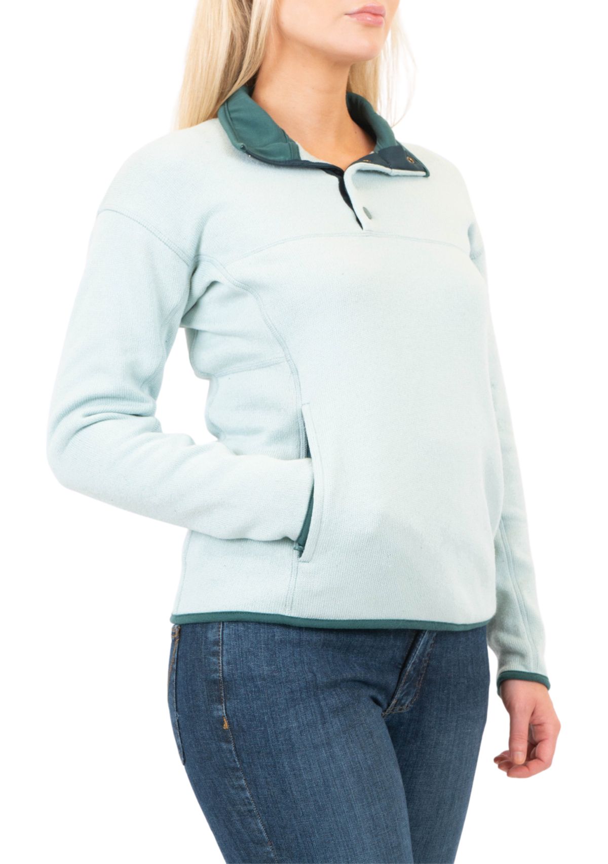 Womens 1/4 Snap Sweater Knit Pullover