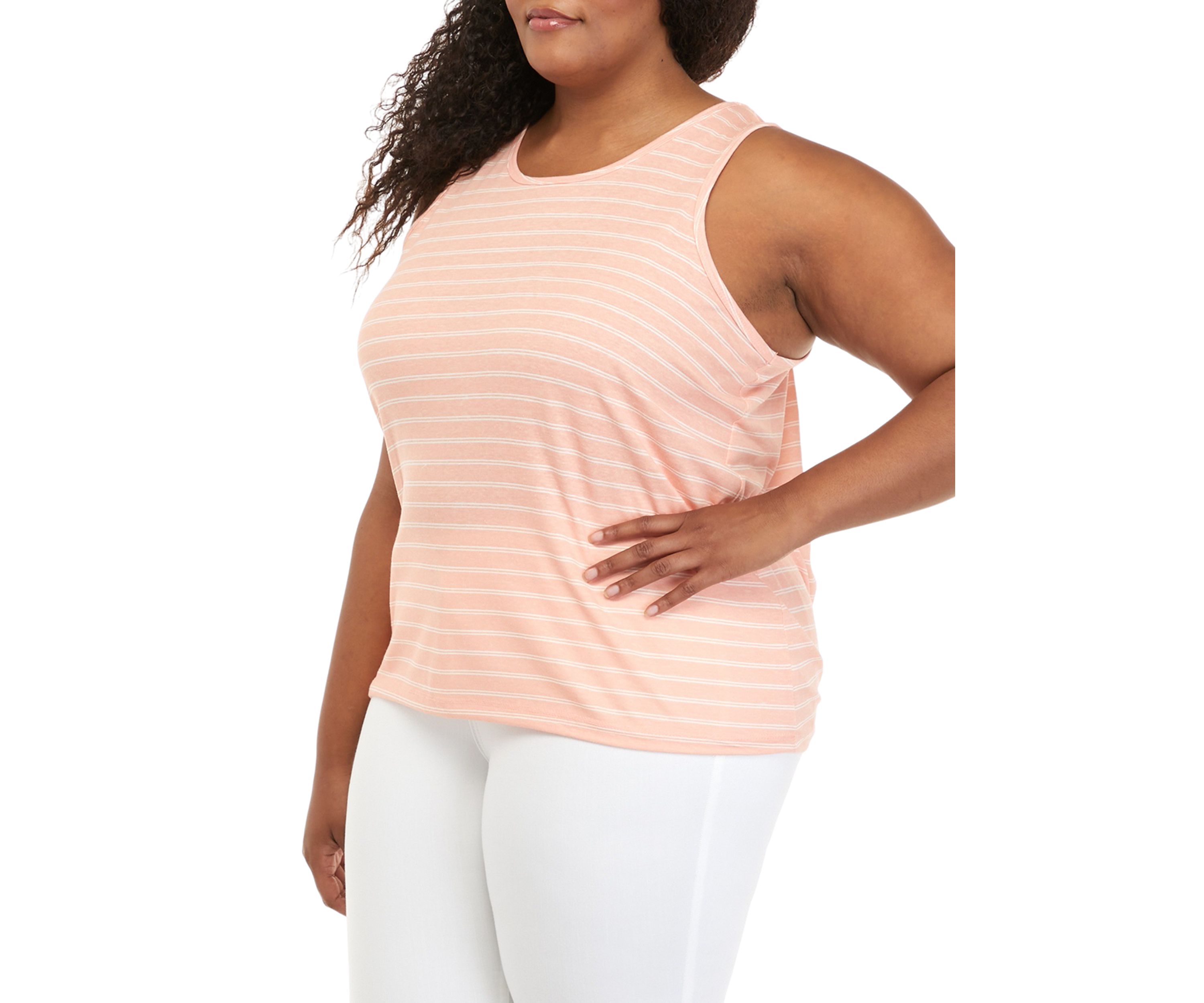 Plus Size Striped Scoop Neck Tank Top 