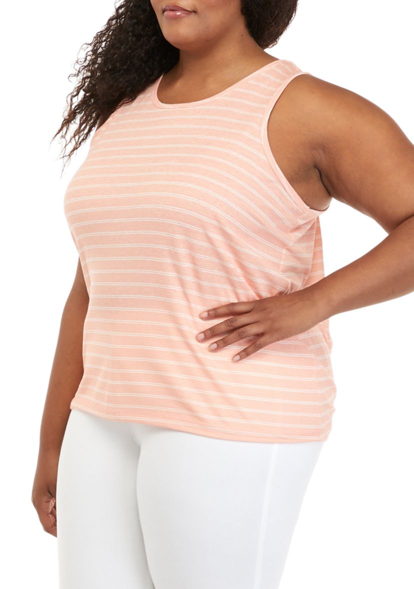 Plus Size Striped Scoop Neck Tank Top 