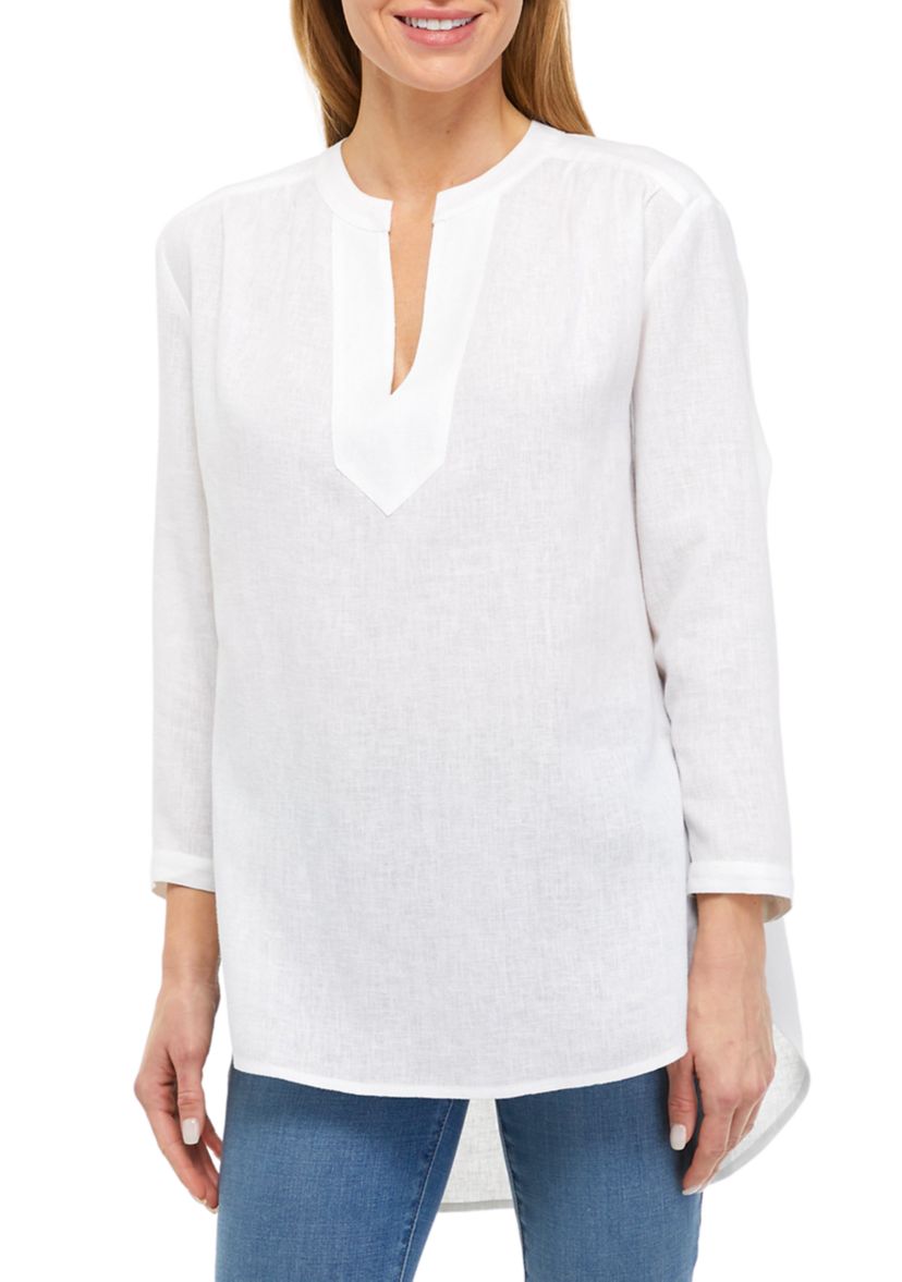 Womens Solid Linen Tunic 