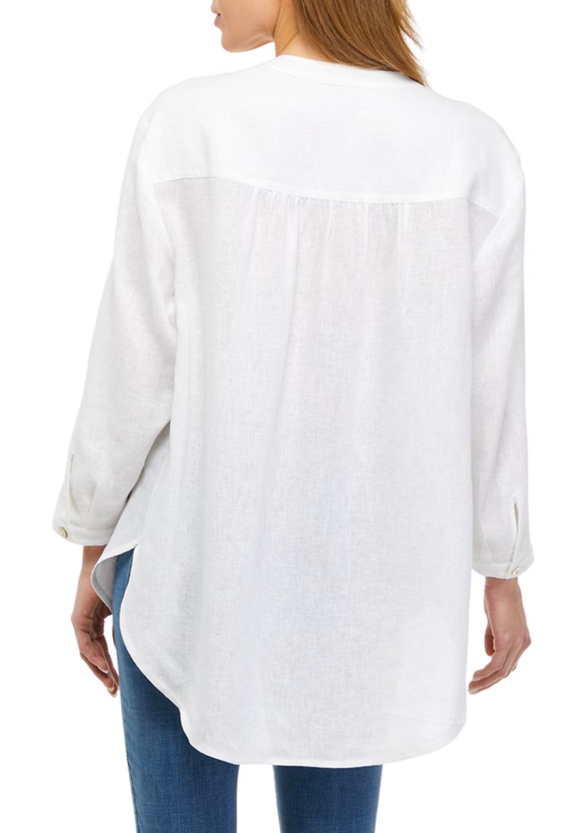Womens Solid Linen Tunic 