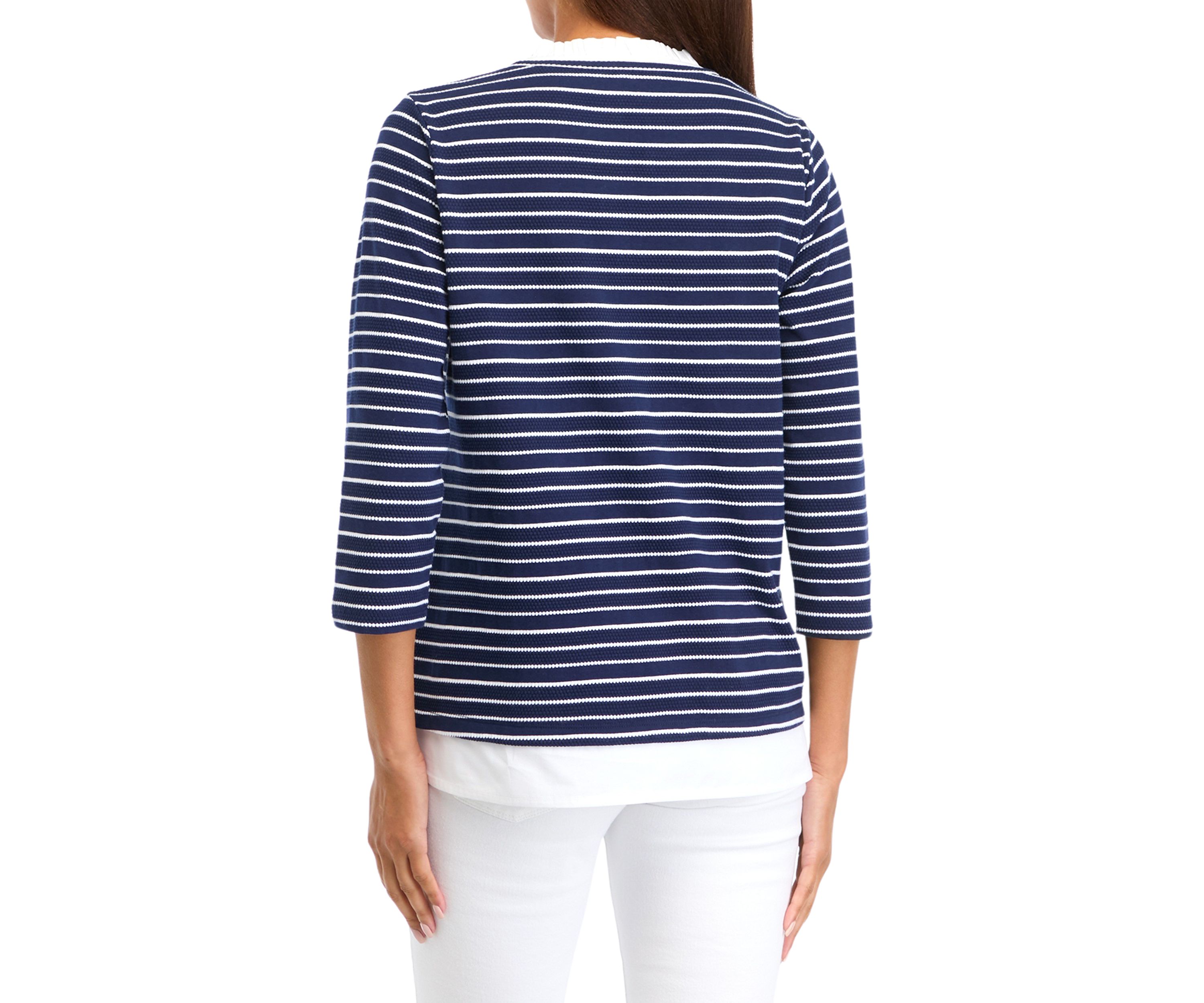 Petite Ottoman Stripe 2Fer Top 