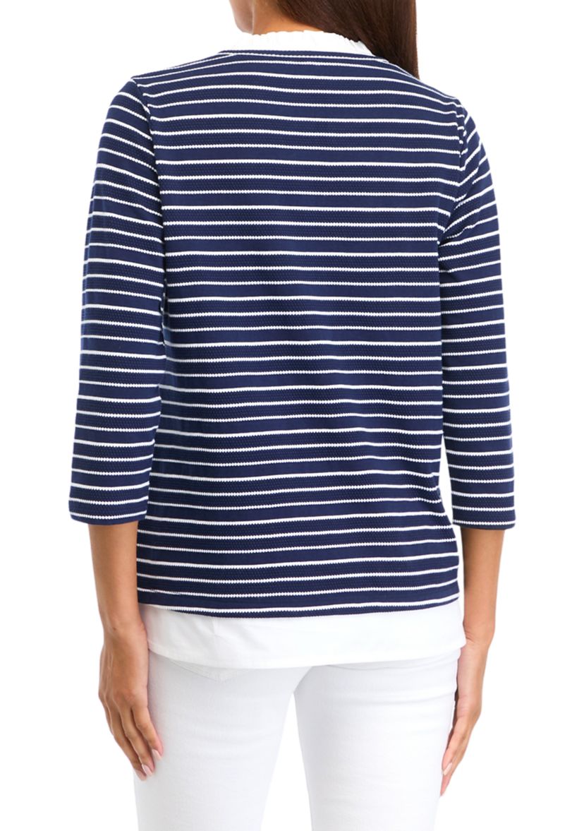 Petite Ottoman Stripe 2Fer Top 