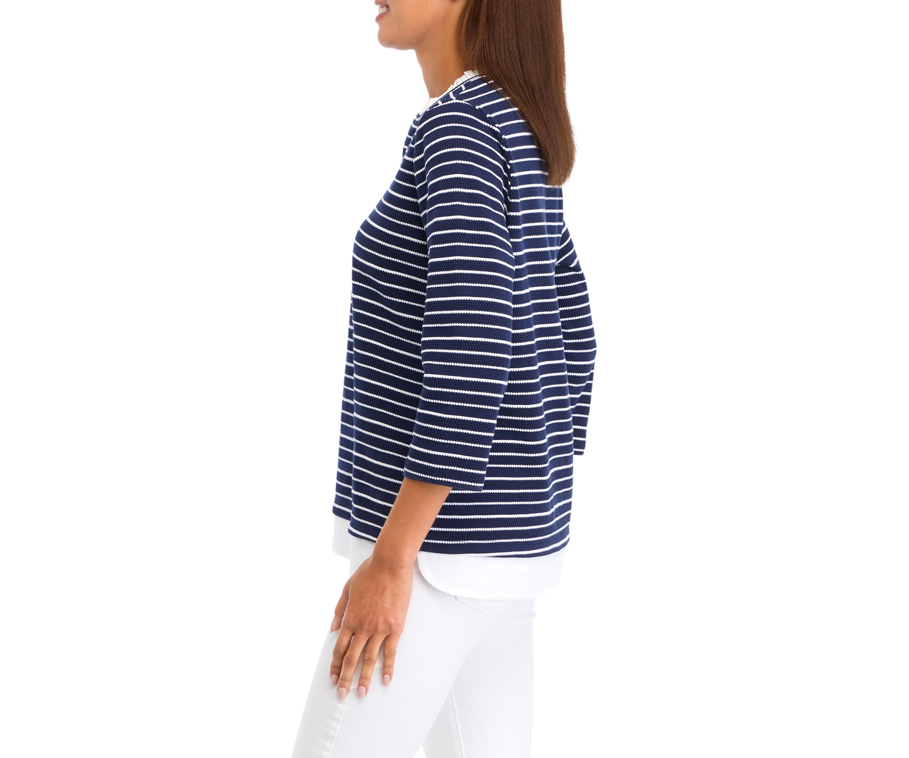 Petite Ottoman Stripe 2Fer Top 
