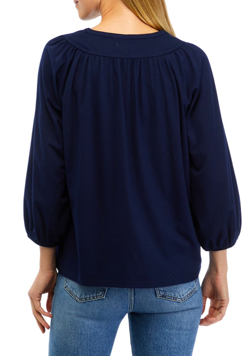 Petite 3/4 Knit Fashion Top