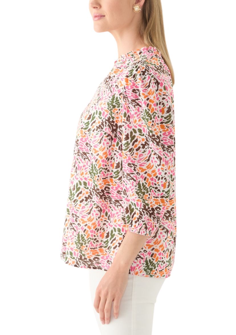 Petite Textured Woven Peasant Blouse