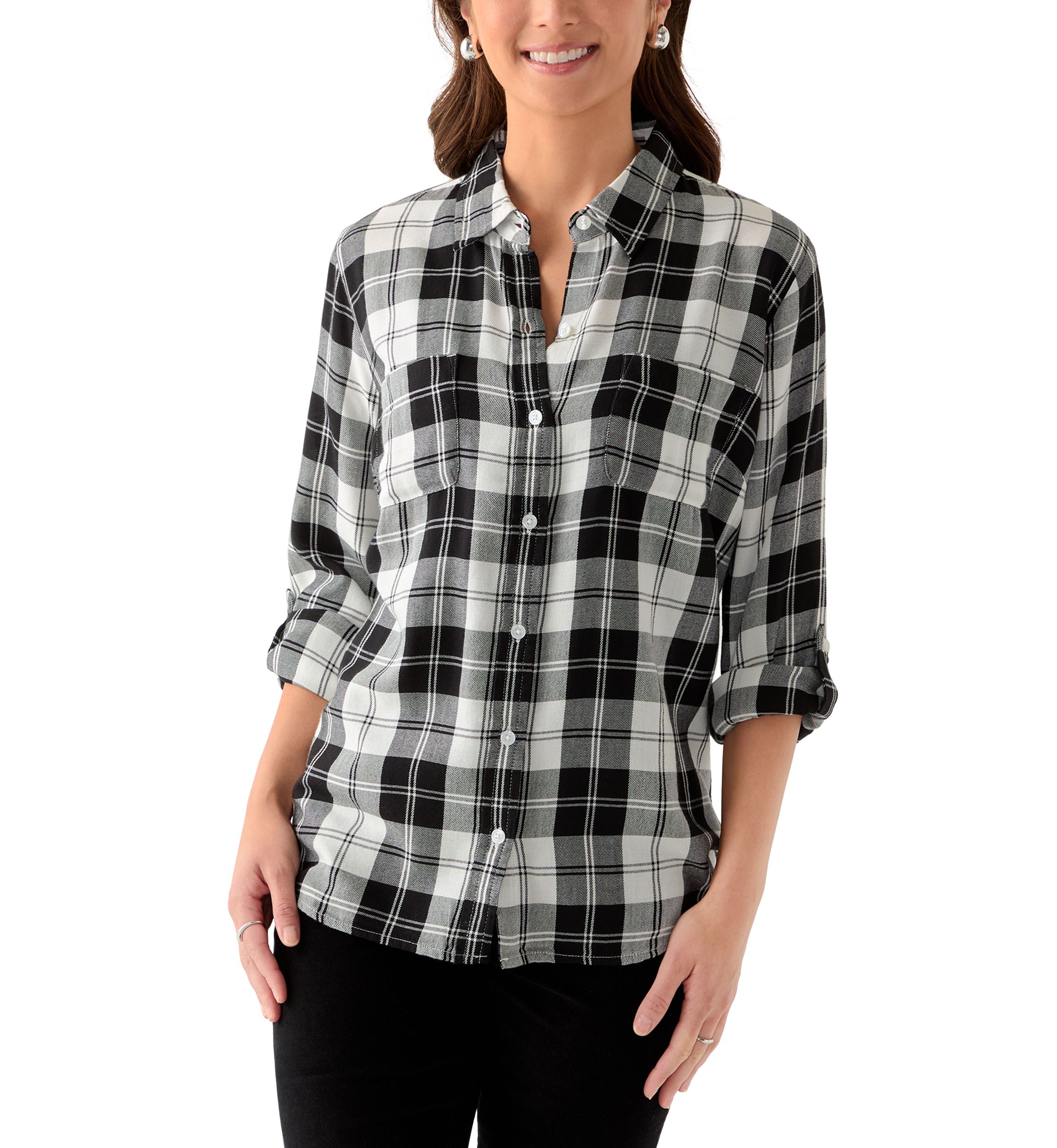 Petite Long Sleeve Flannel Shirt