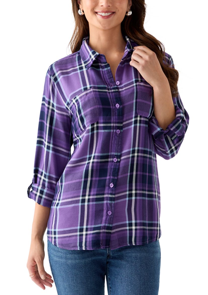 Petite Long Sleeve Flannel Shirt
