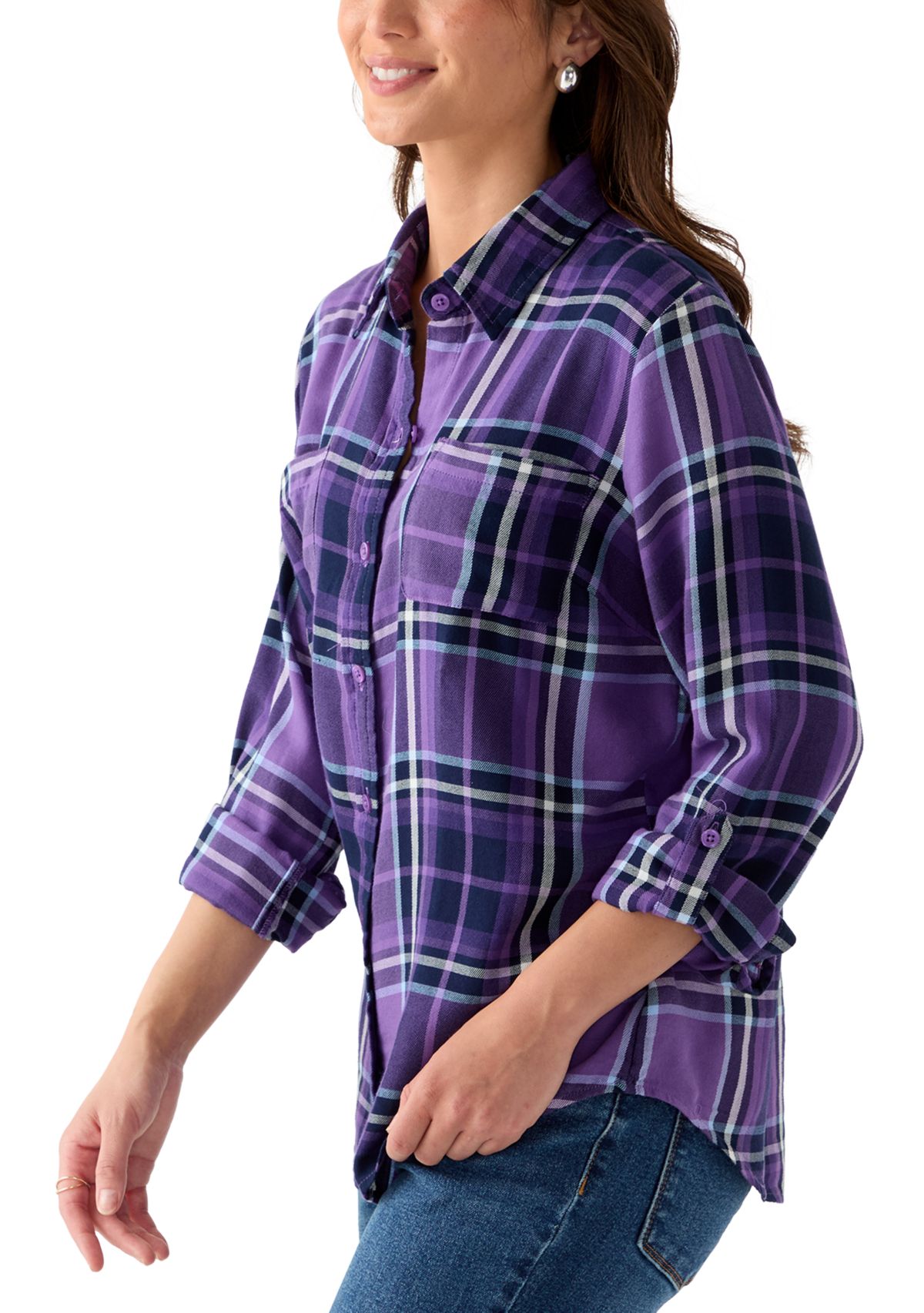Petite Long Sleeve Flannel Shirt
