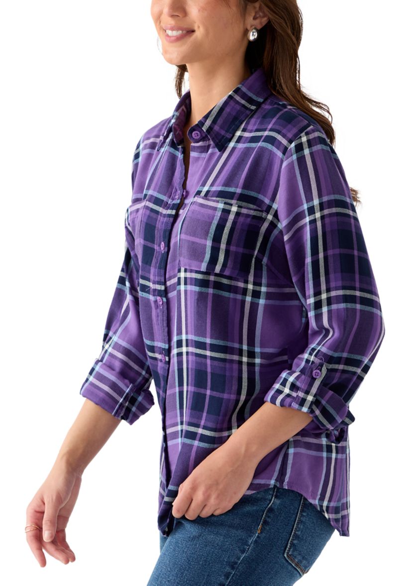 Petite Long Sleeve Flannel Shirt