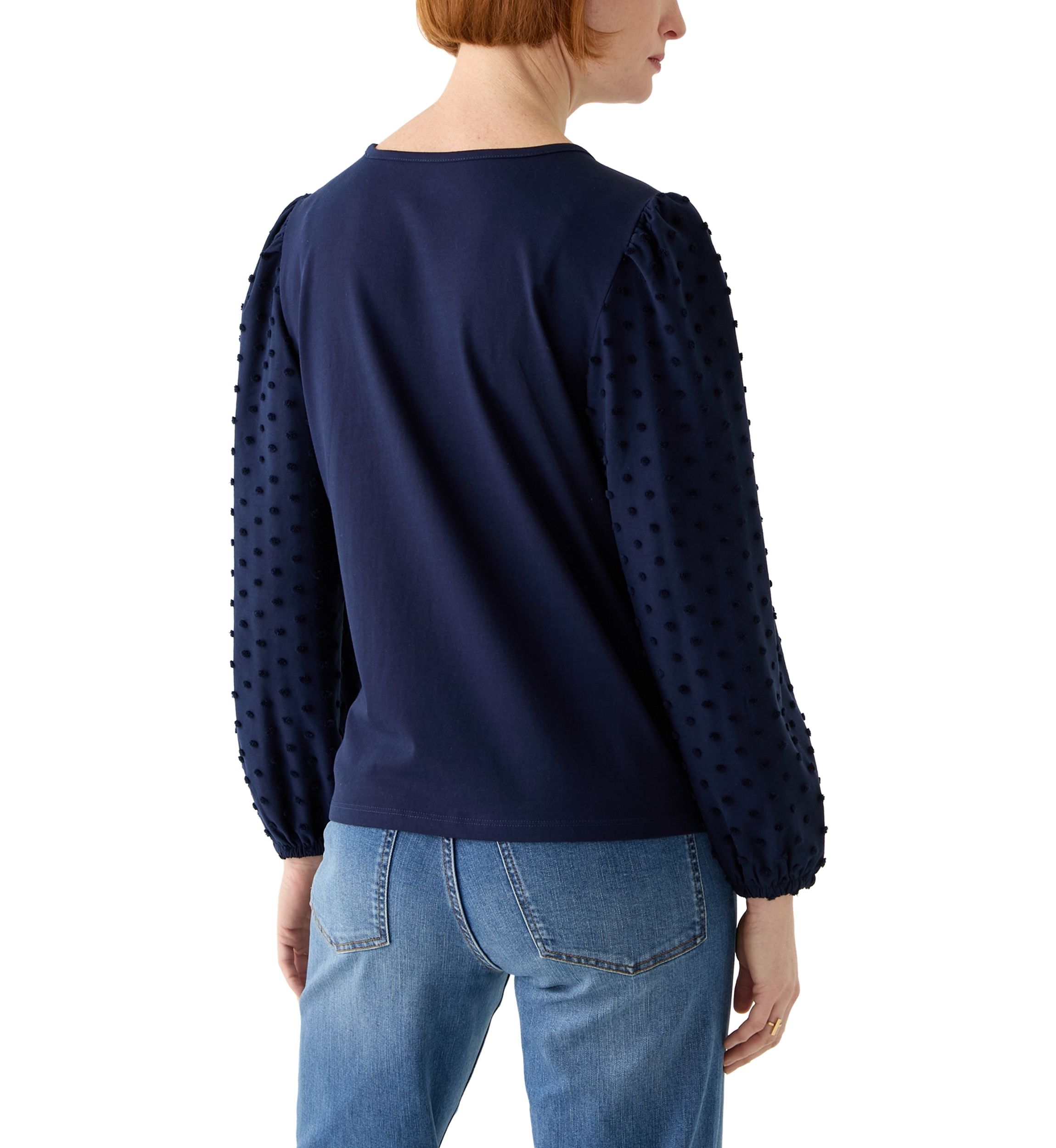 Petite Puff Sleeve Textured Knit Top