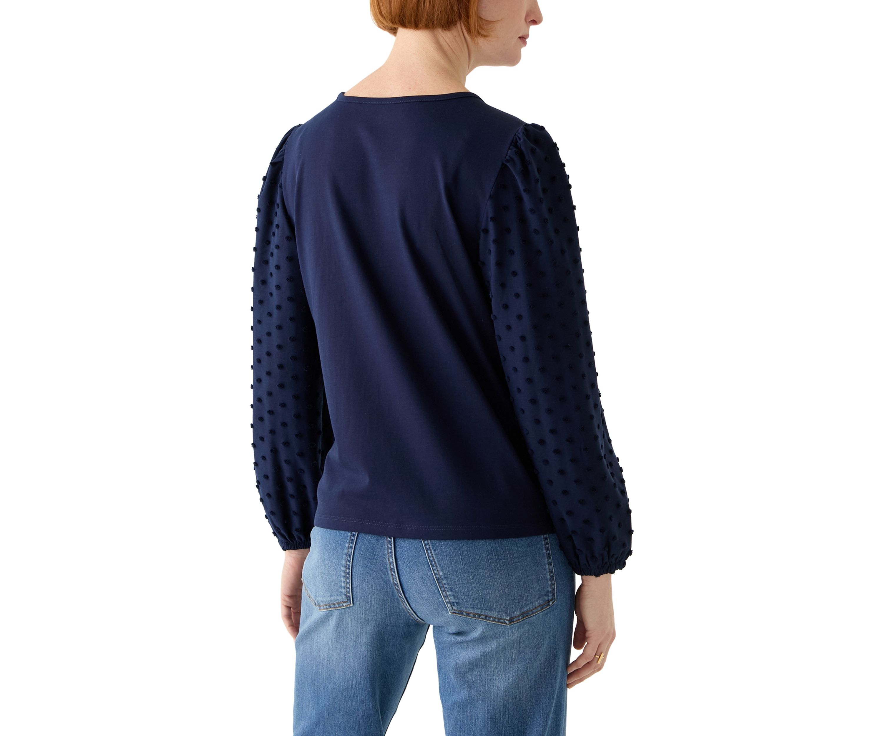 Petite Puff Sleeve Textured Knit Top