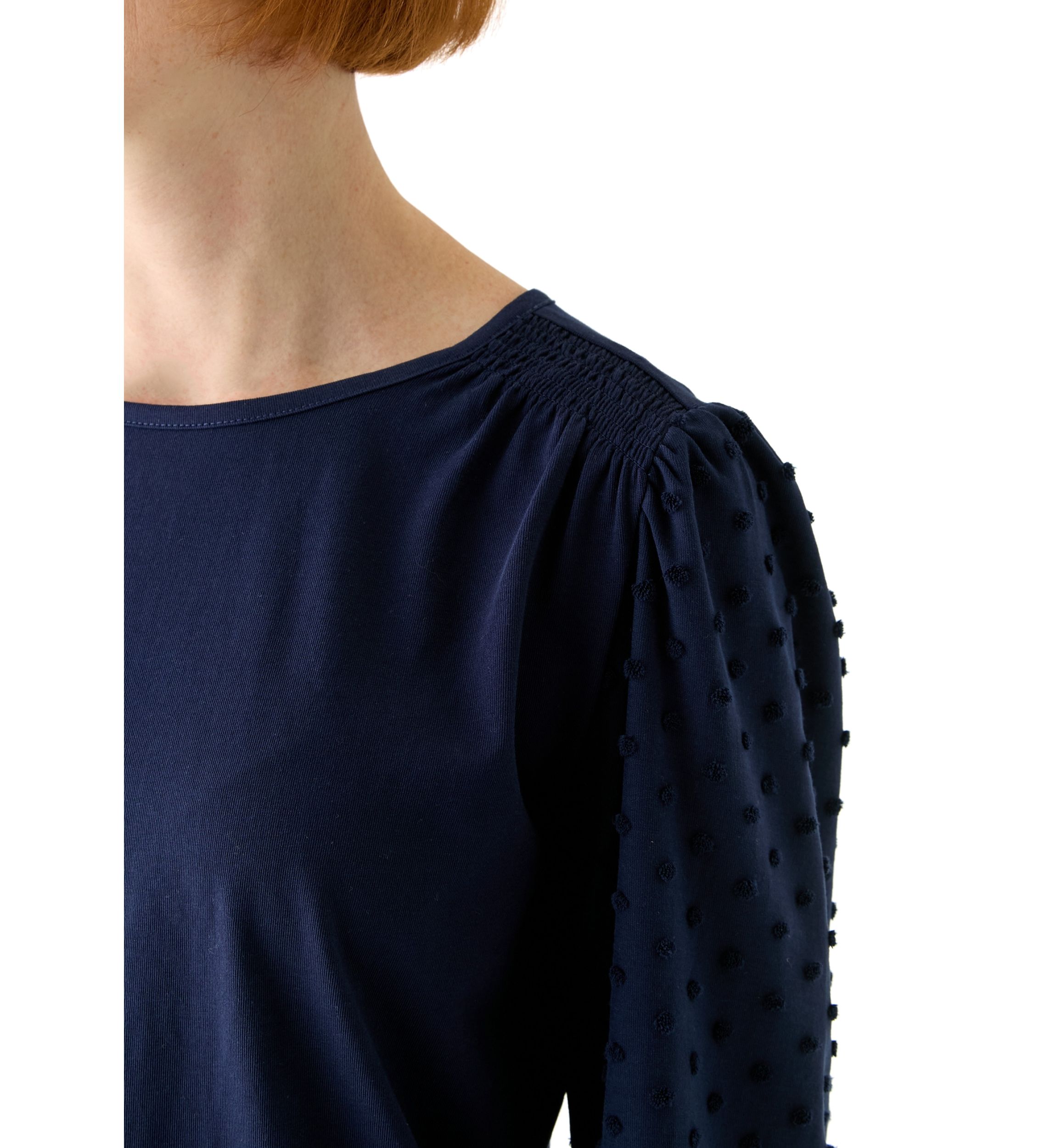 Petite Puff Sleeve Textured Knit Top