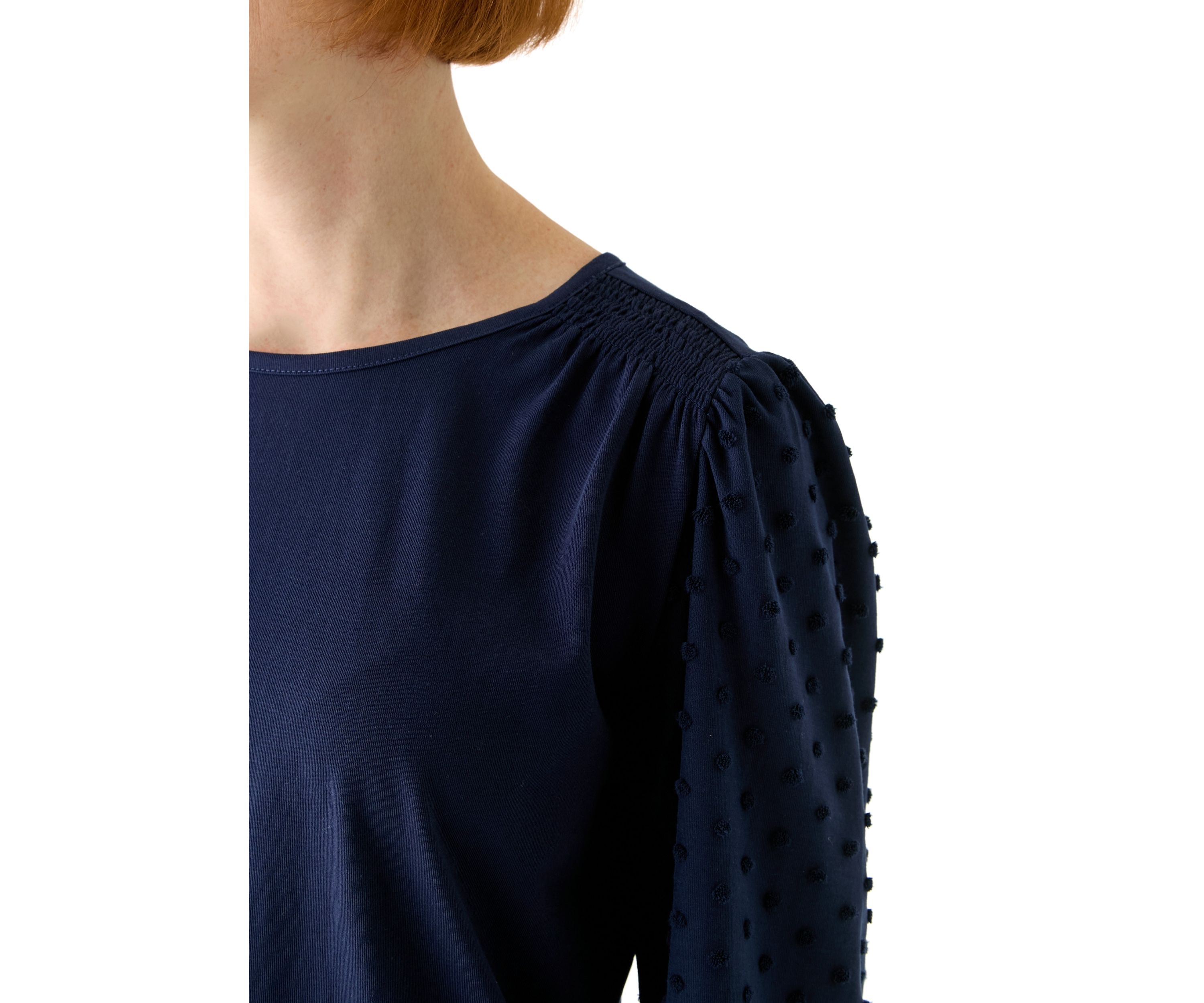 Petite Puff Sleeve Textured Knit Top