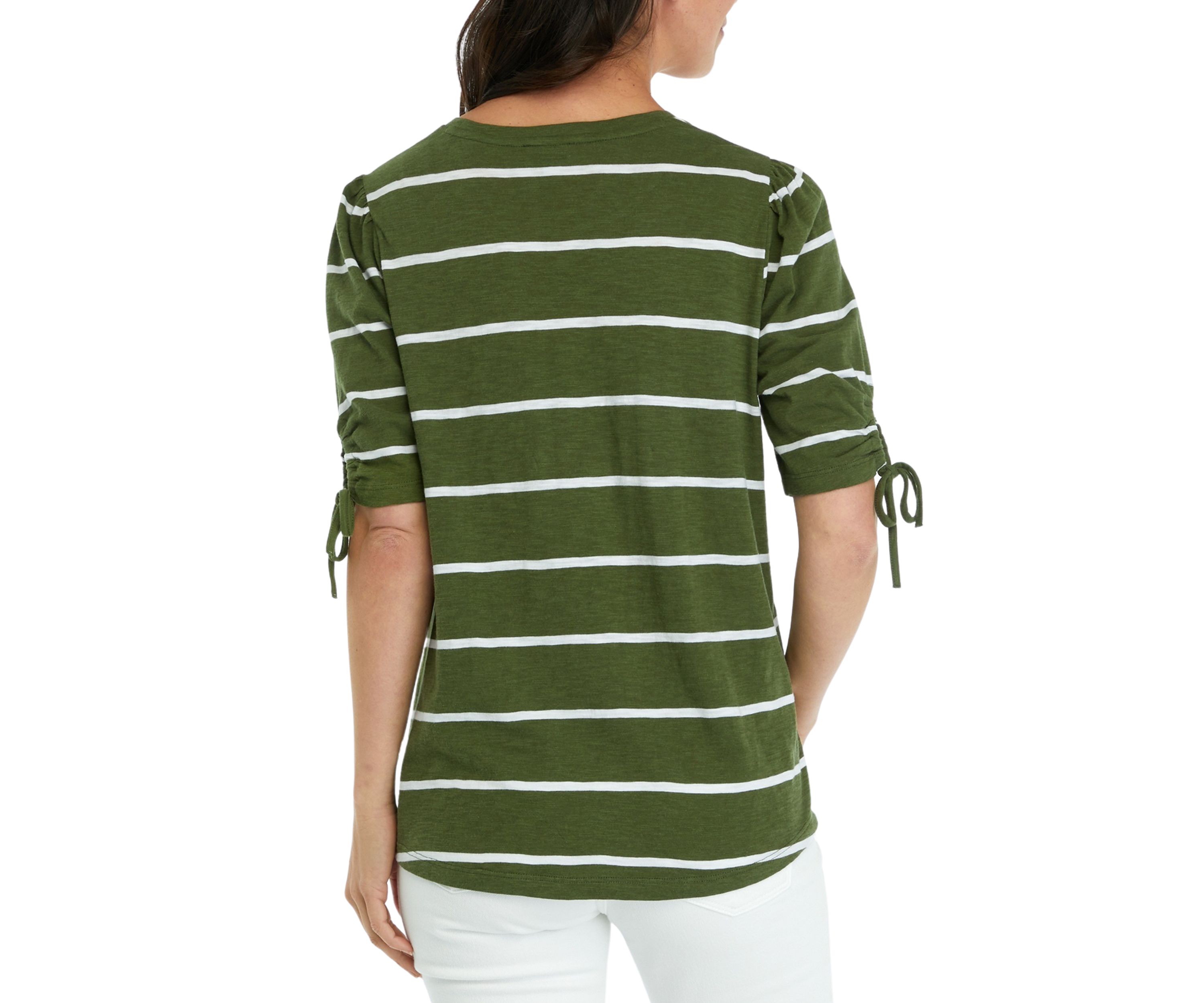 Womens Tie Sleeve Yarn Dyed Top
