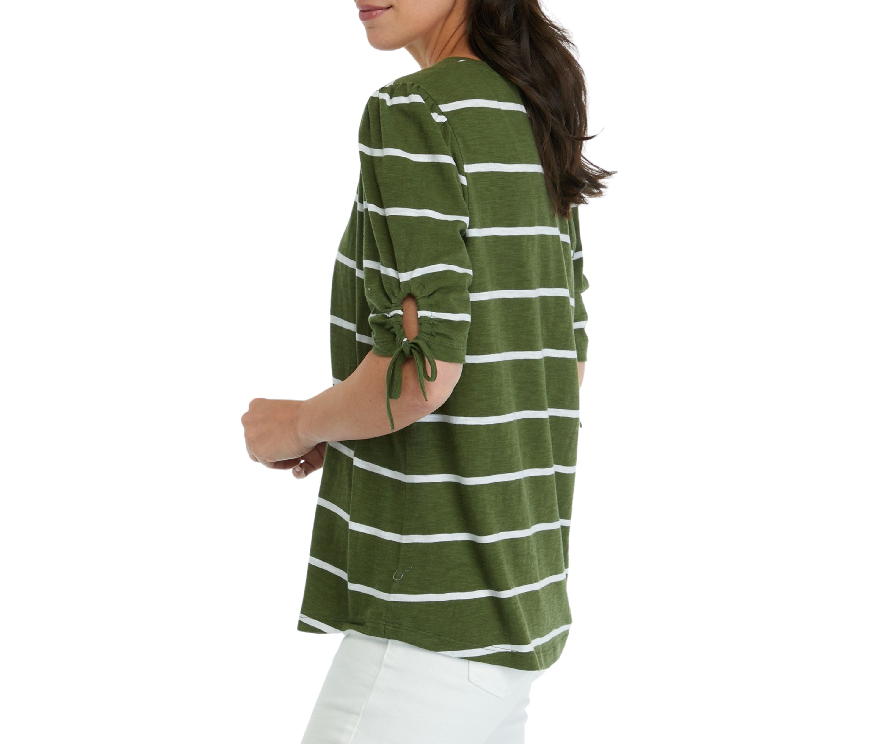 Womens Tie Sleeve Yarn Dyed Top